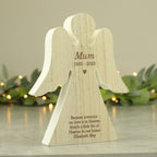 Personalised Rustic Wooden Angel Decoration | Inspired Creative Gifts | UK Supplier