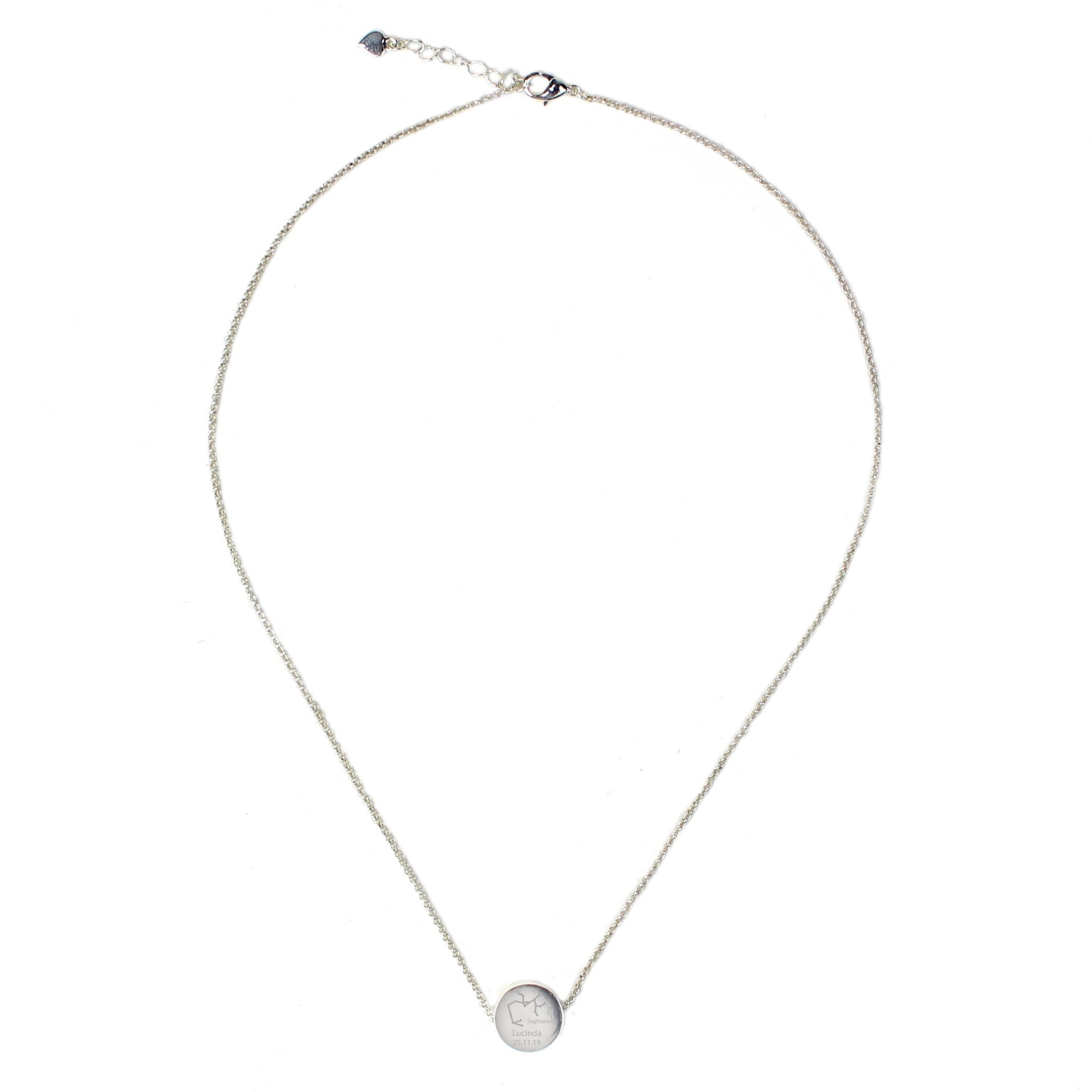 Personalised Sagittarius Zodiac Star Sign Silver Tone Necklace (November 22nd - December 21st) | Inspired Creative Gifts | UK Supplier
