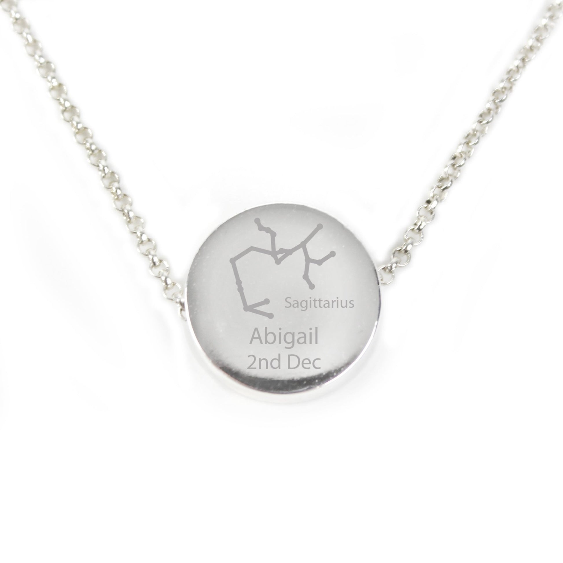 Personalised Sagittarius Zodiac Star Sign Silver Tone Necklace (November 22nd - December 21st) | Inspired Creative Gifts | UK Supplier