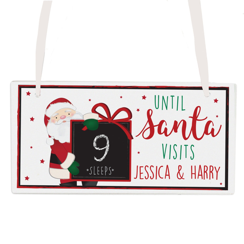 Personalised Santa Christmas Chalk Countdown Wooden Block | Inspired Creative Gifts