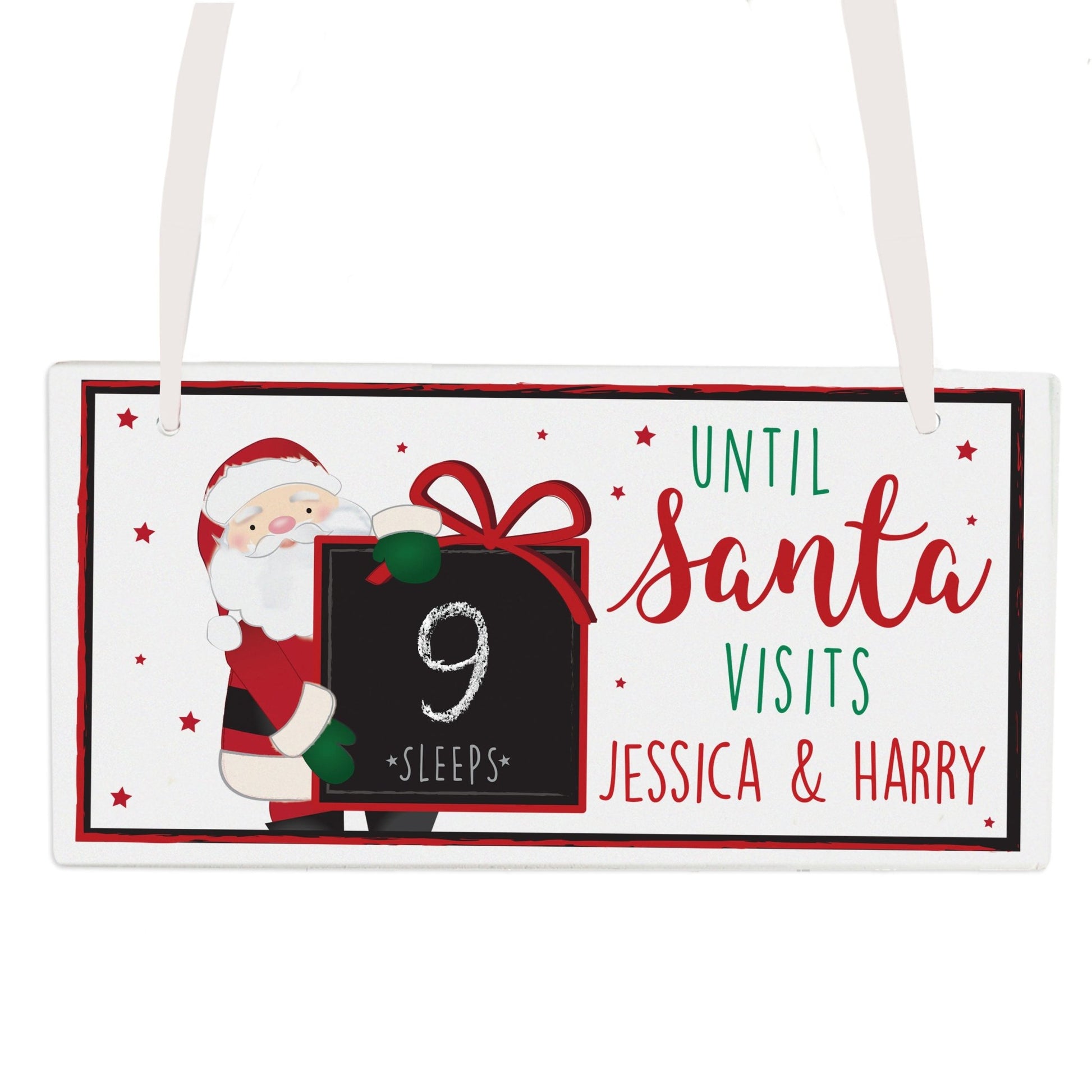 Personalised Santa Christmas Chalk Countdown Wooden Block | Inspired Creative Gifts