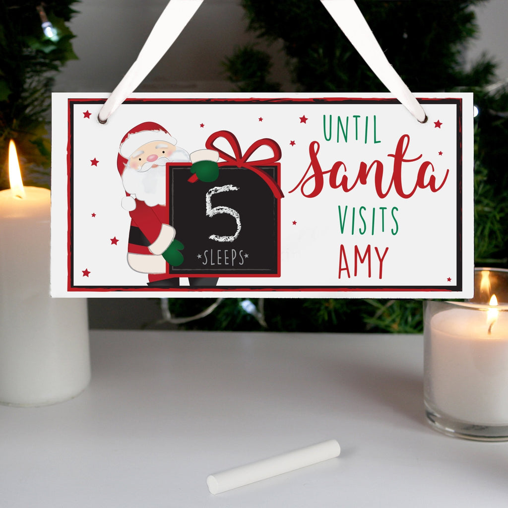 Personalised Santa Christmas Chalk Countdown Wooden Block | Inspired Creative Gifts