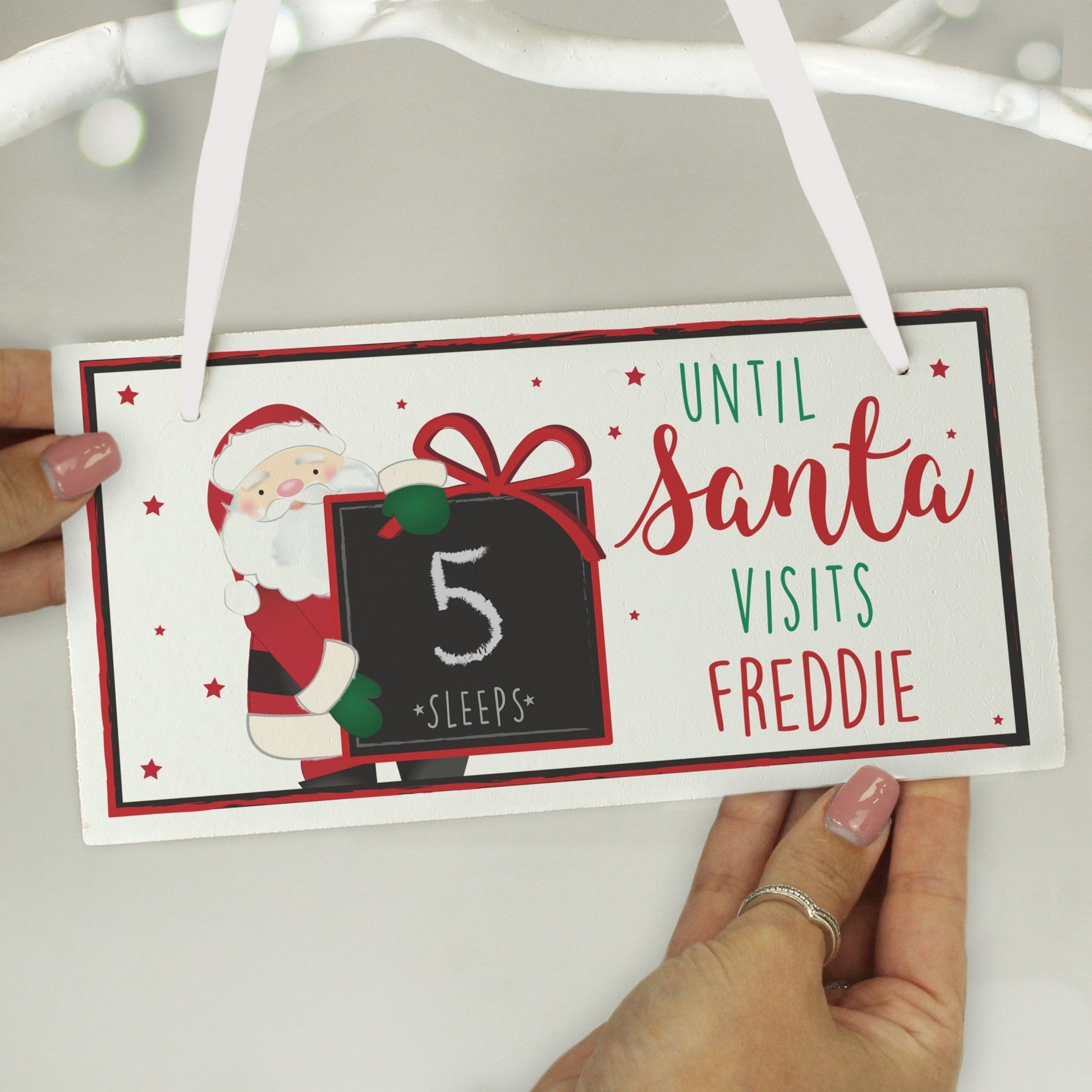 Personalised Santa Christmas Chalk Countdown Wooden Block | Inspired Creative Gifts