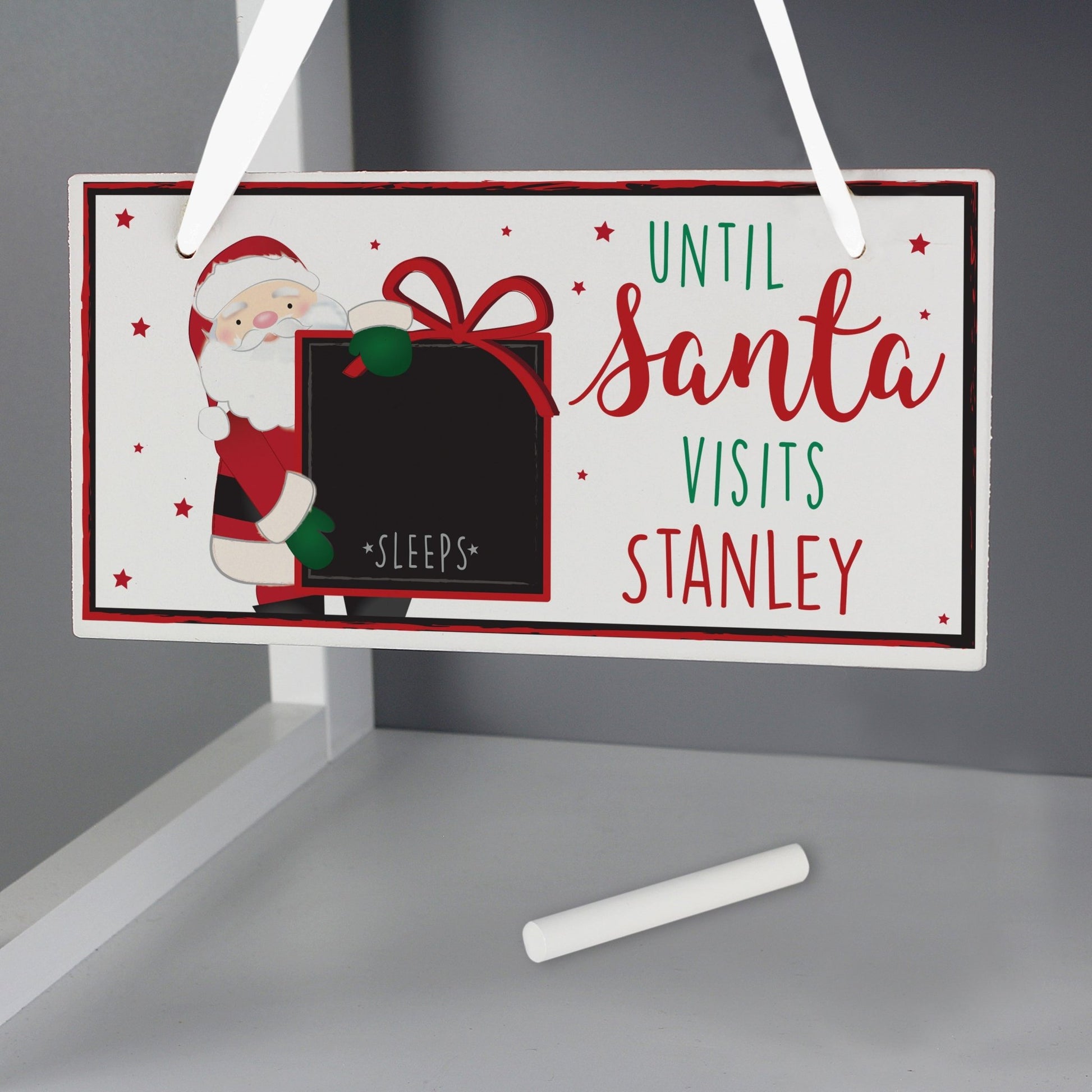 Personalised Santa Christmas Chalk Countdown Wooden Block | Inspired Creative Gifts