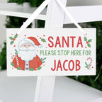 Personalised Santa Stop Here Wooden Sign | Inspired Creative Gifts | UK Supplier