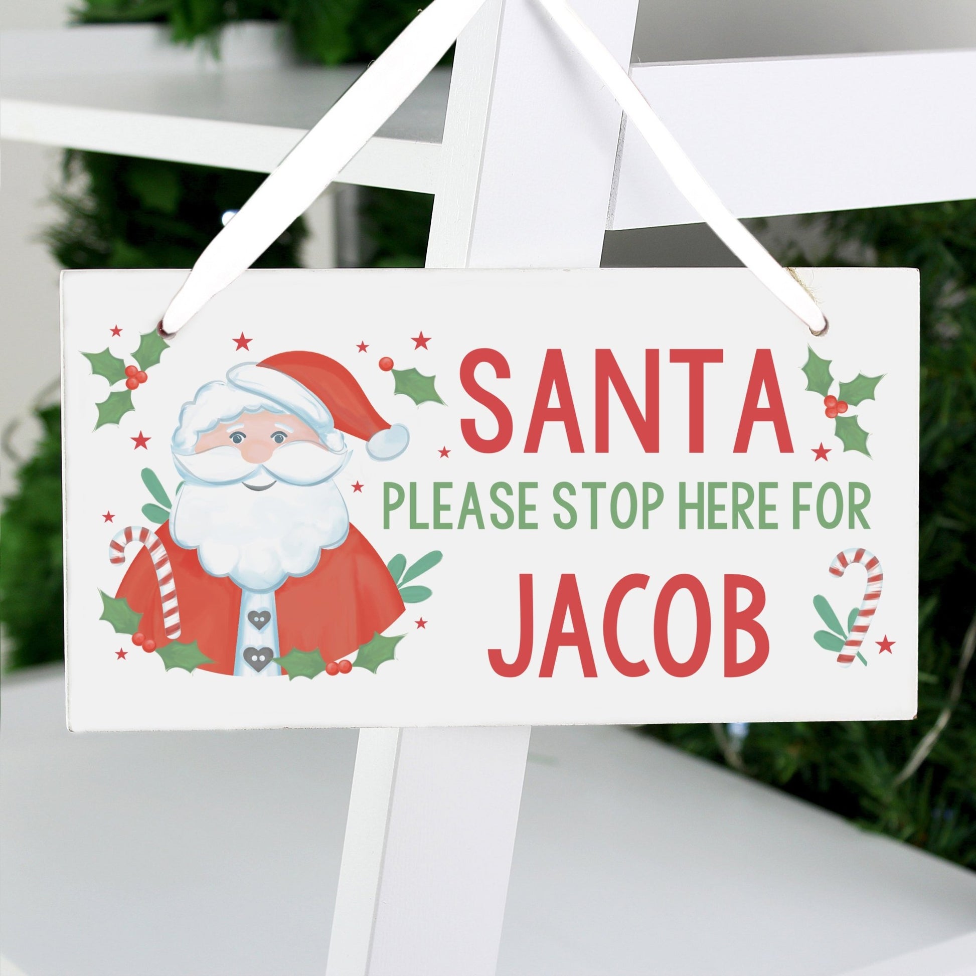 Personalised Santa Stop Here Wooden Sign | Inspired Creative Gifts | UK Supplier