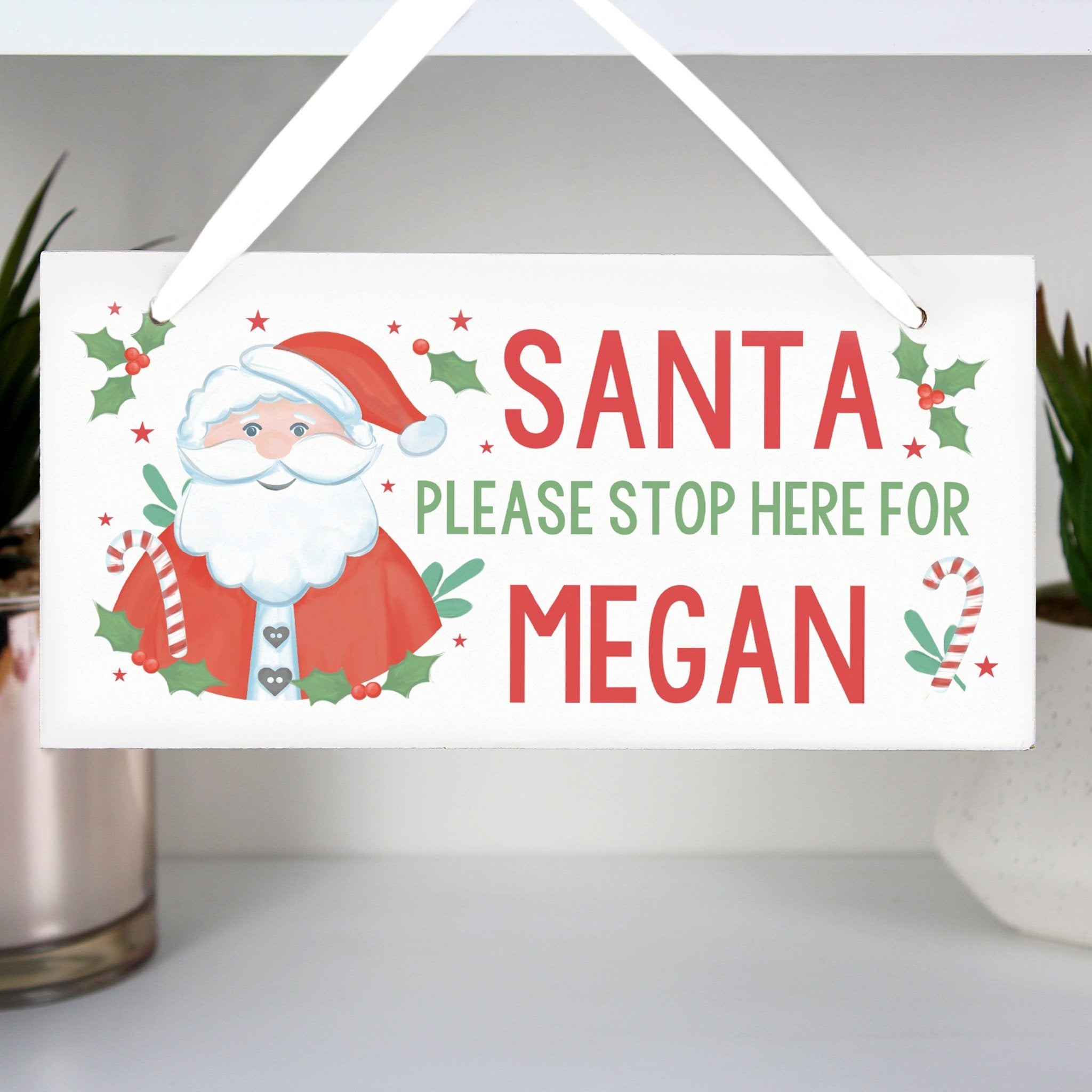 Personalised Santa Stop Here Wooden Sign | Inspired Creative Gifts | UK Supplier