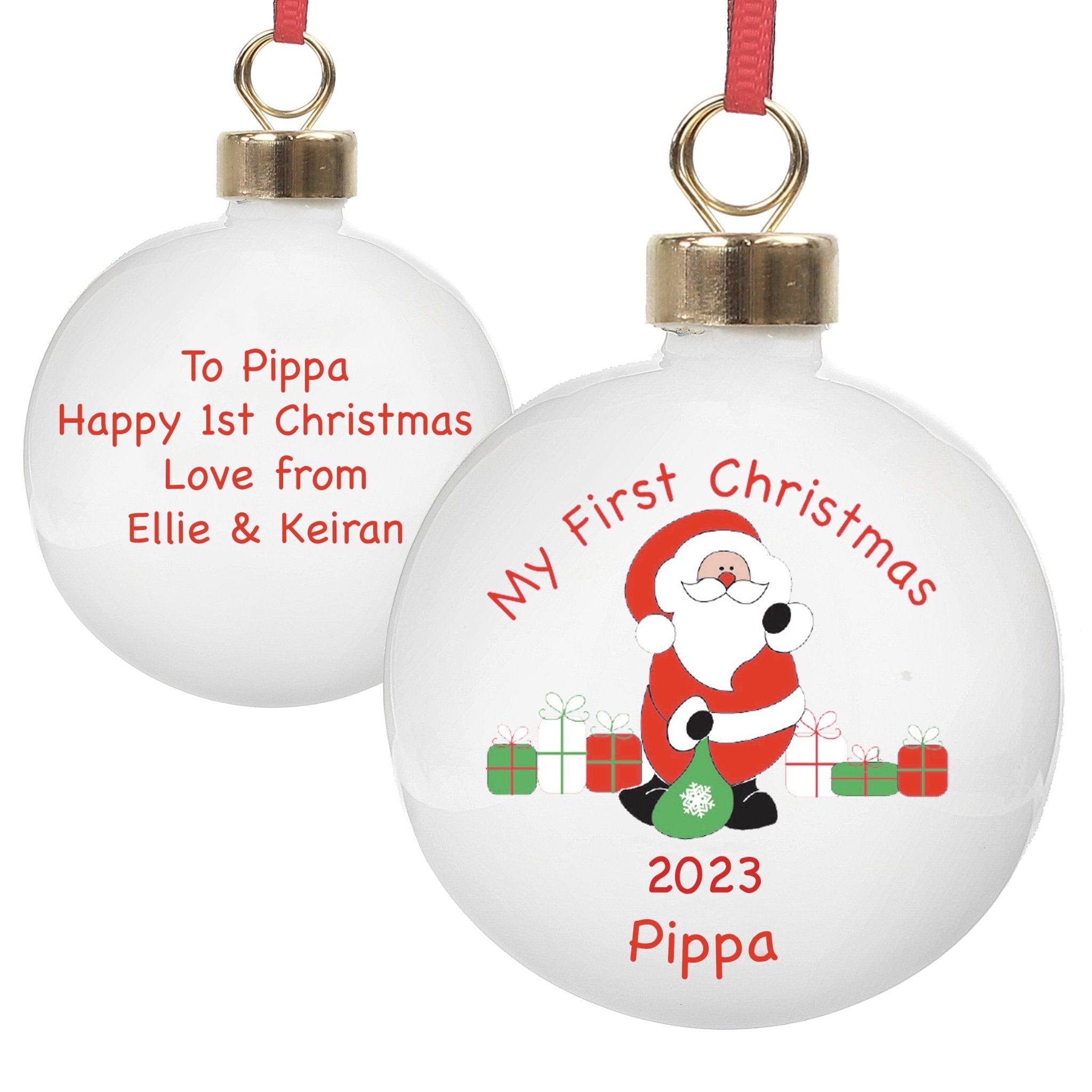 Personalised Santa with Presents Bauble | Inspired Creative Gifts | UK Supplier