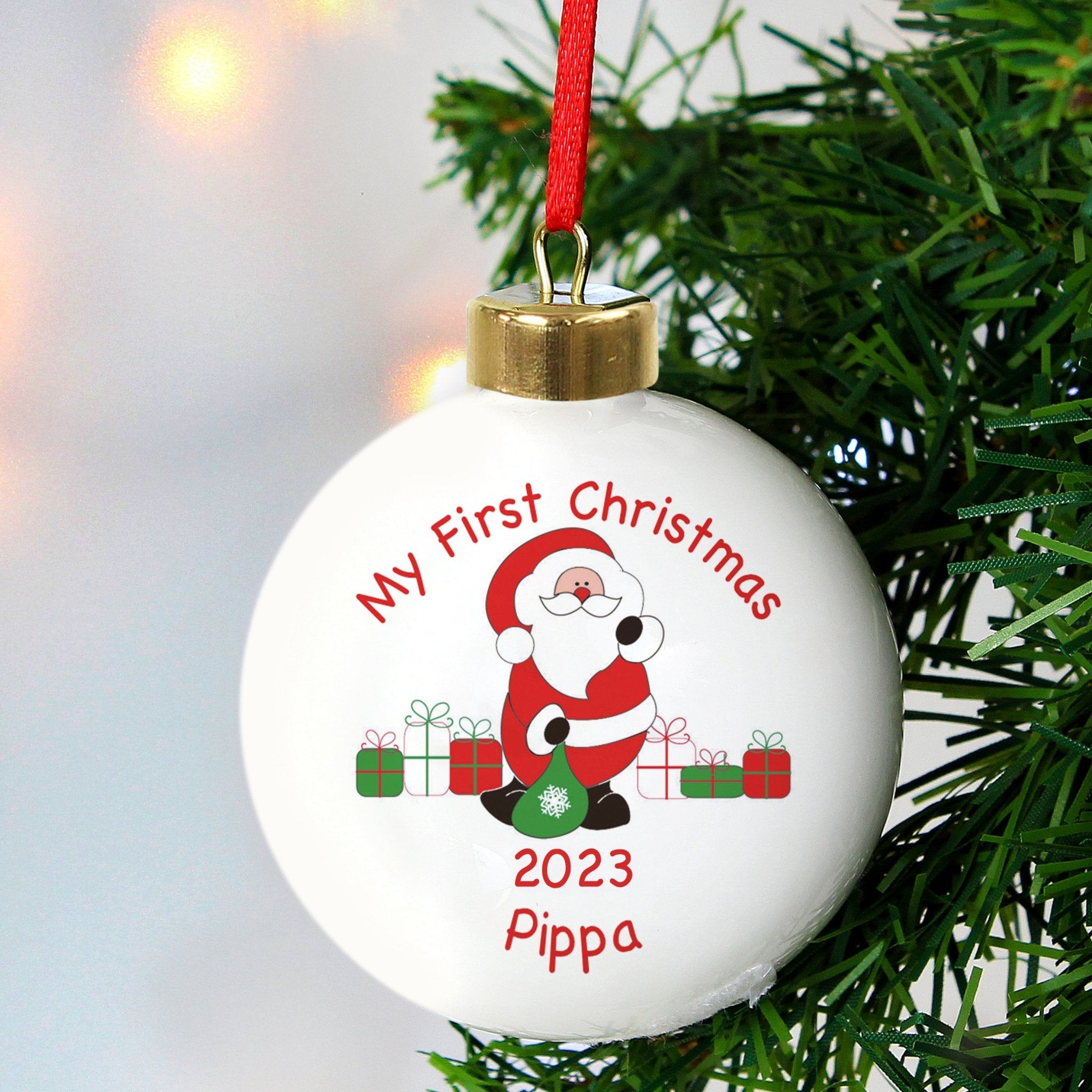 Personalised Santa with Presents Bauble | Inspired Creative Gifts | UK Supplier