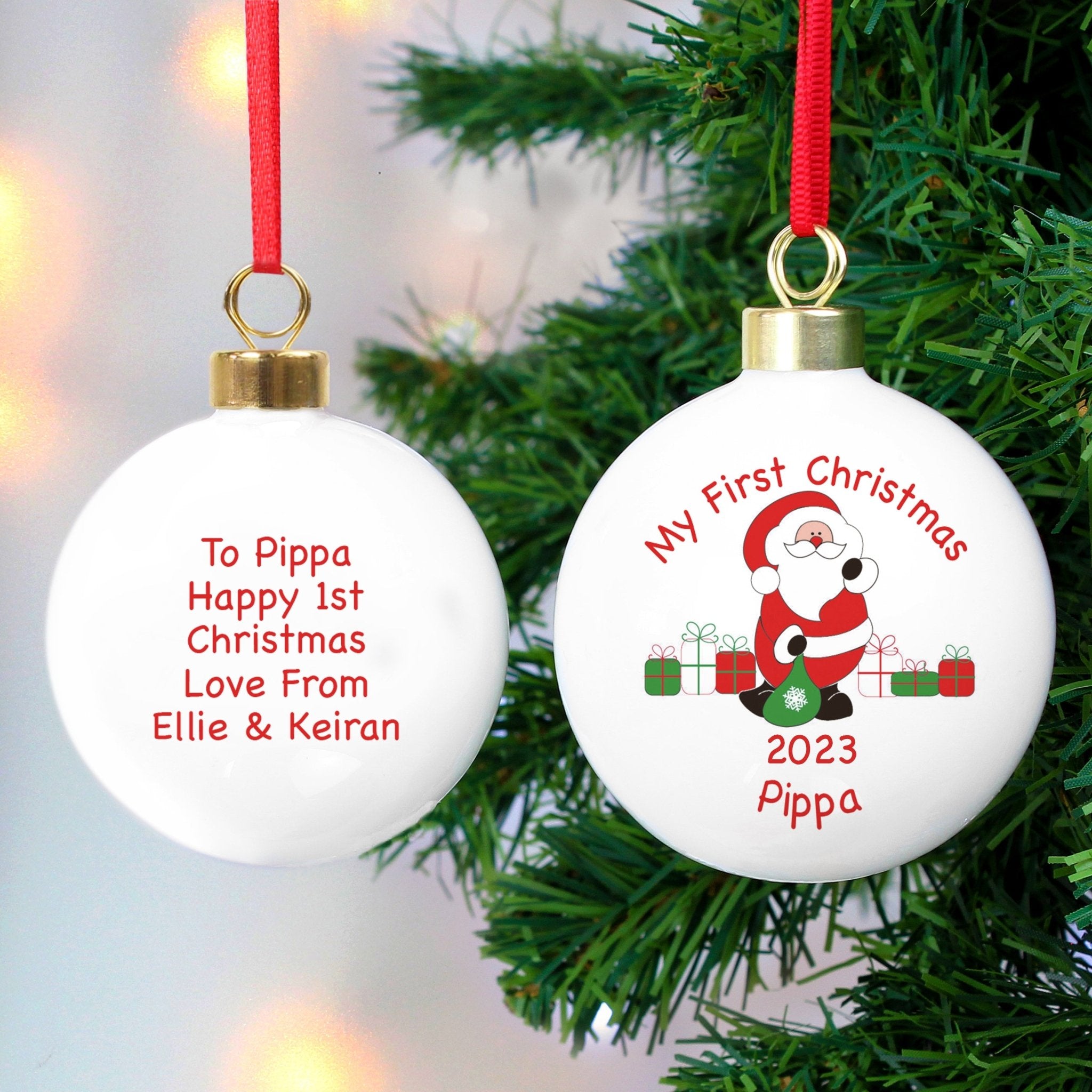 Personalised Santa with Presents Bauble | Inspired Creative Gifts | UK Supplier