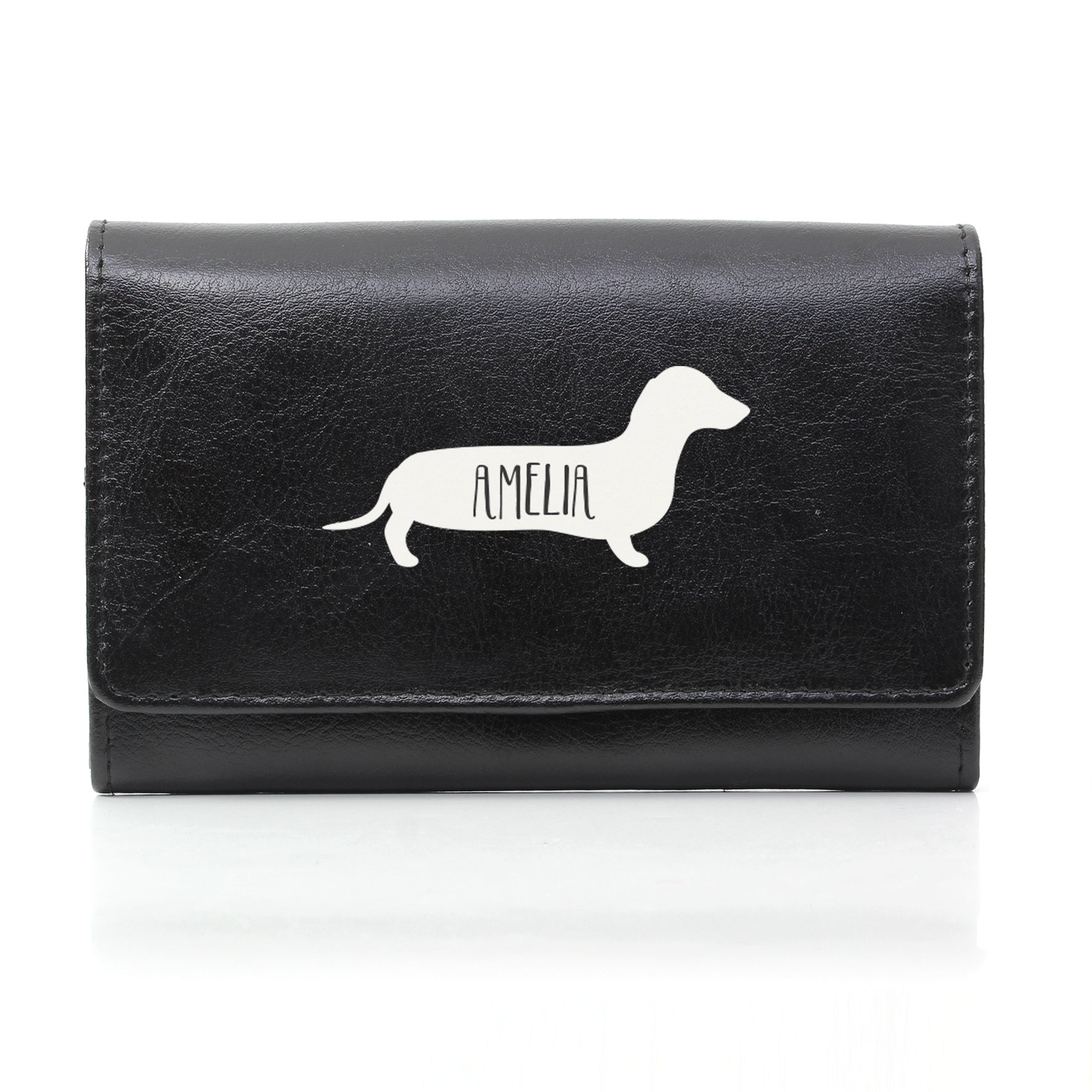 Personalised Sausage Dog Black Purse | Inspired Creative Gifts | UK Supplier