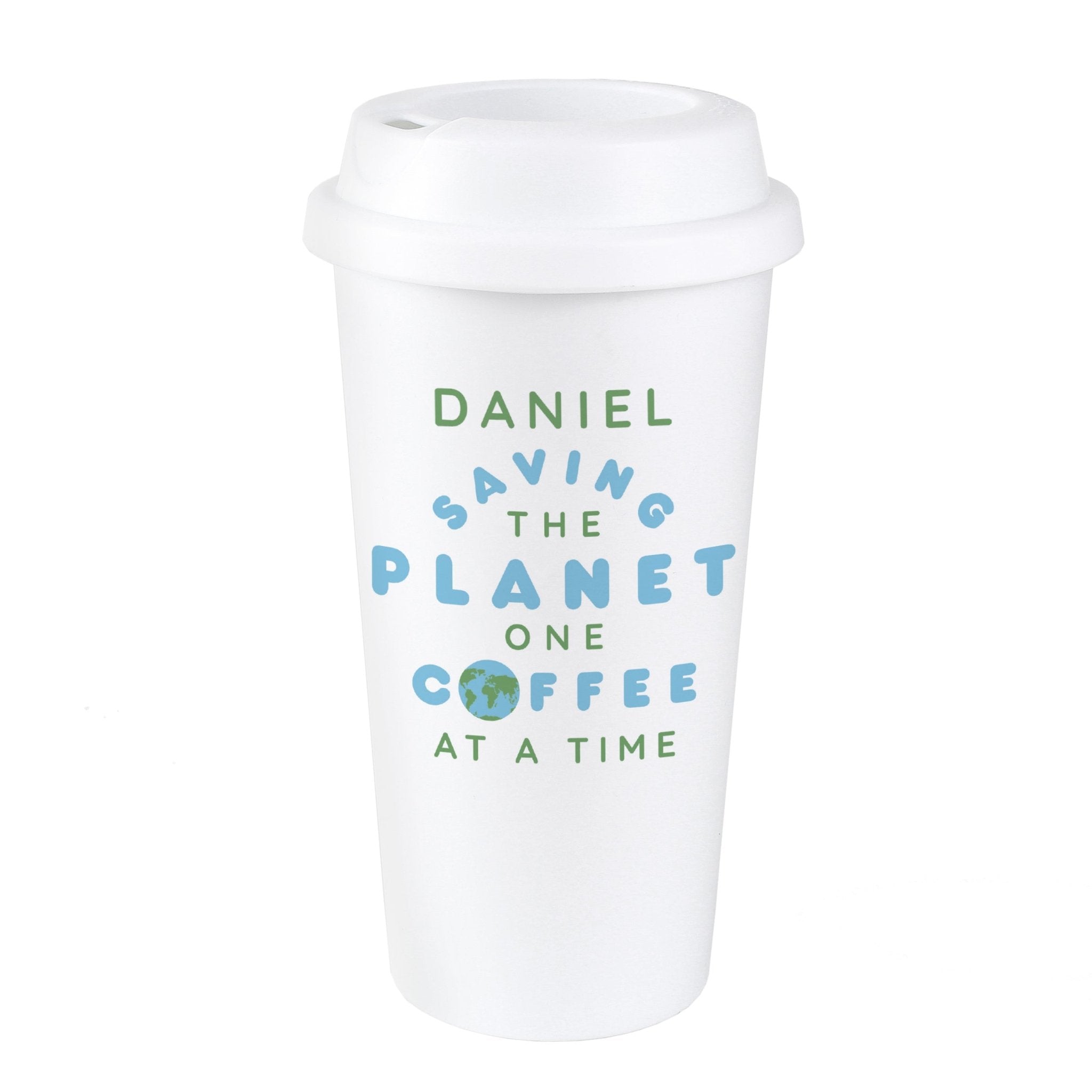 Personalised 'Saving the Planet' Insulated Reusable Eco Travel Cup | Inspired Creative Gifts | UK Supplier