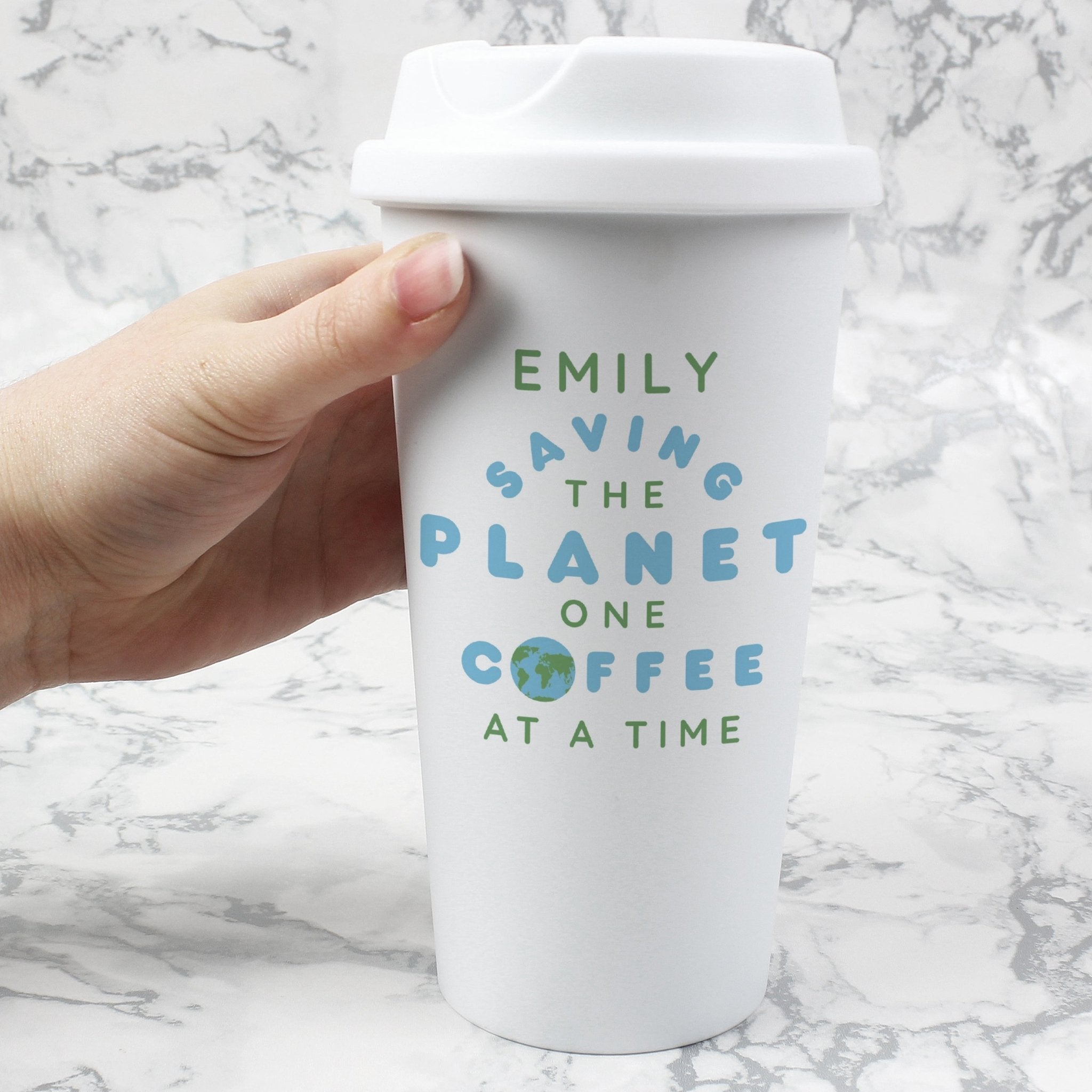 Personalised 'Saving the Planet' Insulated Reusable Eco Travel Cup | Inspired Creative Gifts | UK Supplier