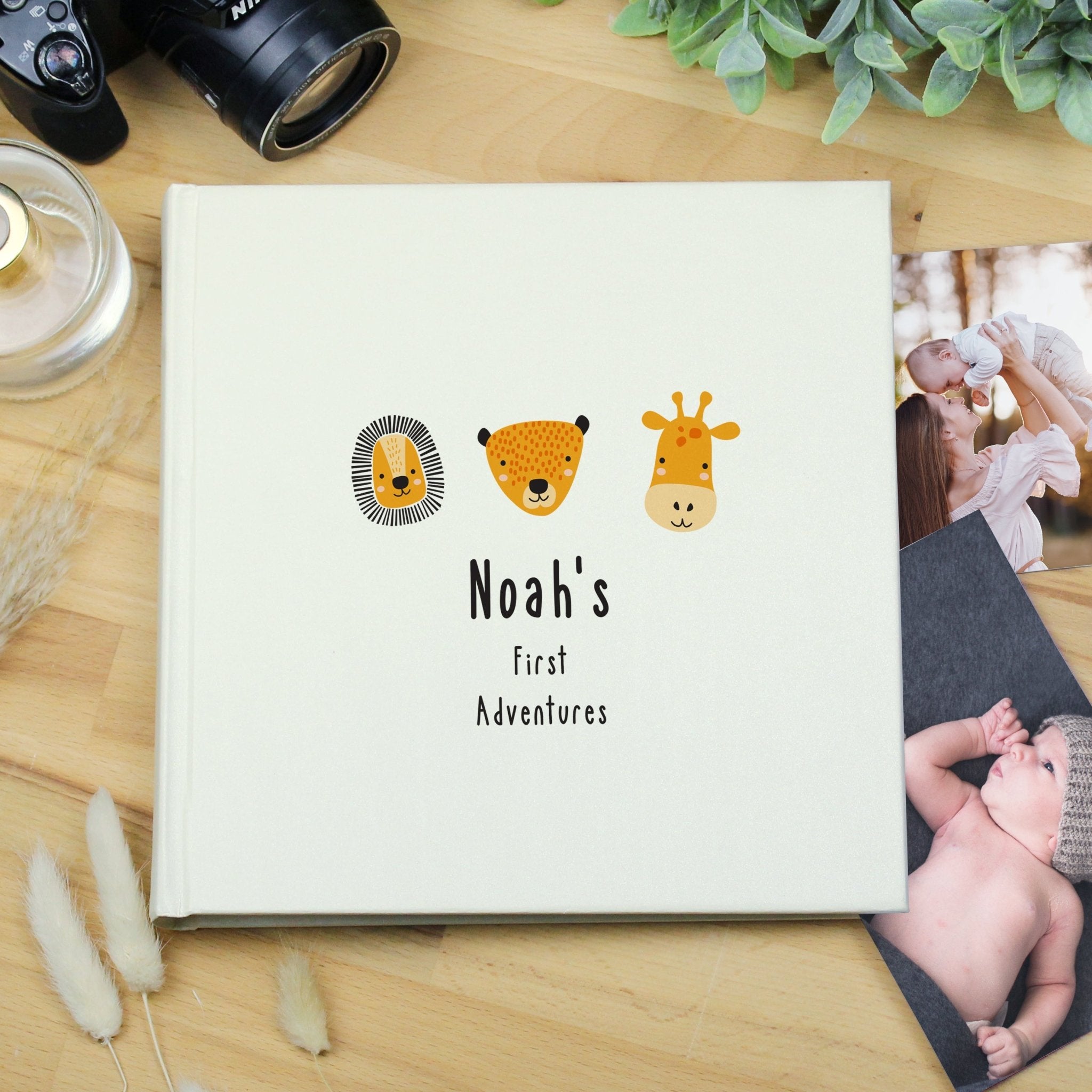 Personalised Scandi Safari Animals Square Photo Album | Inspired Creative Gifts | UK Supplier