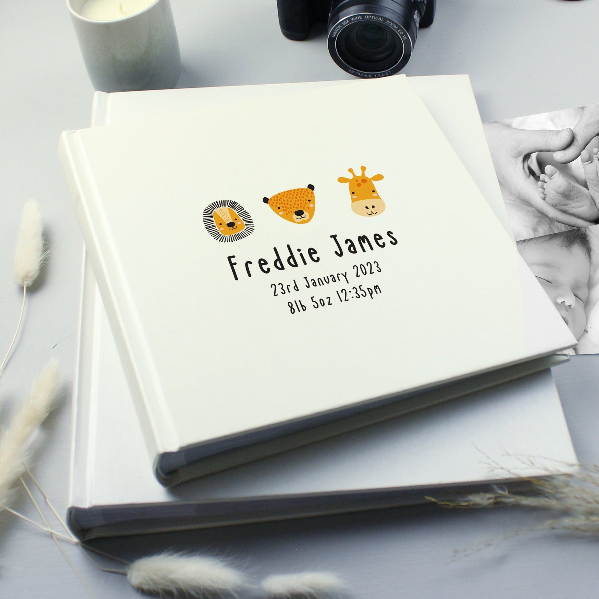Personalised Scandi Safari Animals Square Photo Album | Inspired Creative Gifts | UK Supplier