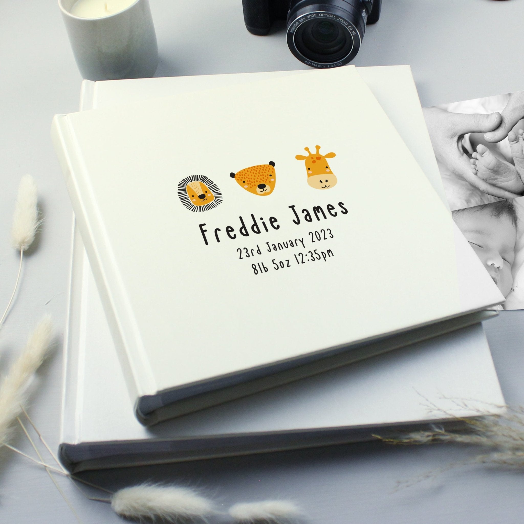 Personalised Scandi Safari Animals Square Photo Album | Inspired Creative Gifts | UK Supplier