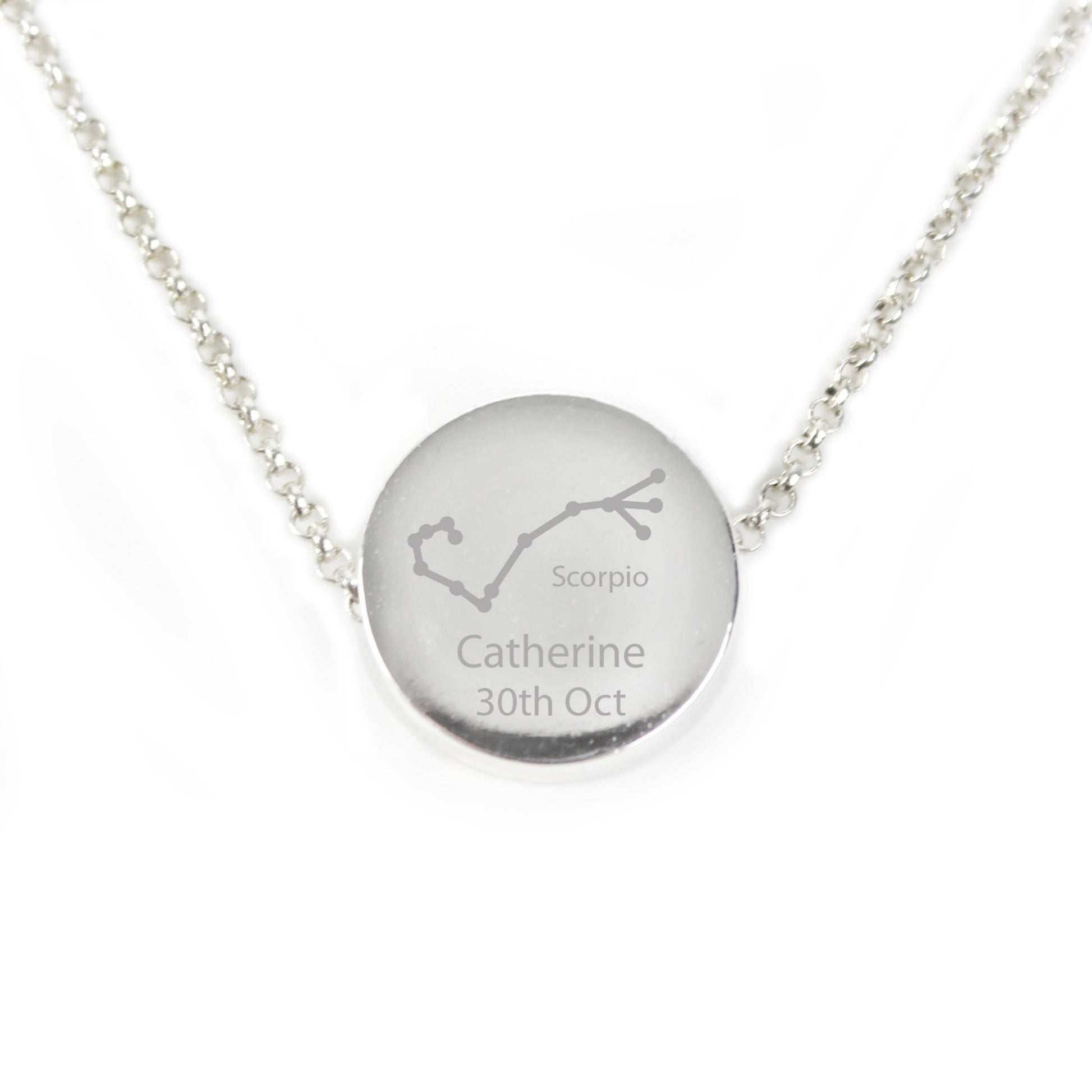 Personalised Scorpio Zodiac Star Sign Silver Tone Necklace (October 23rd - November 21st) | Inspired Creative Gifts | UK Supplier