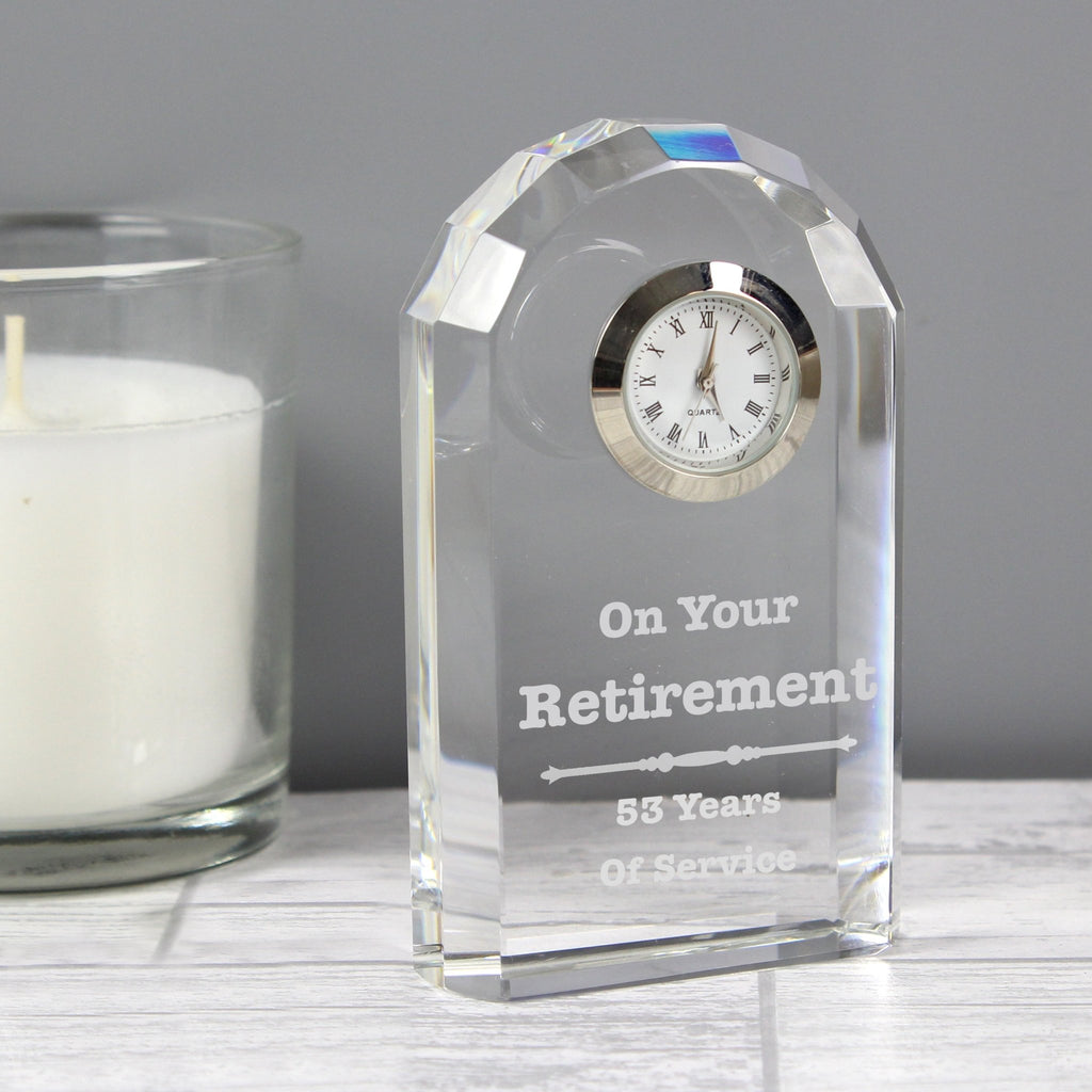 Personalised Scroll Design Crystal Clock | Inspired Creative Gifts | UK Supplier