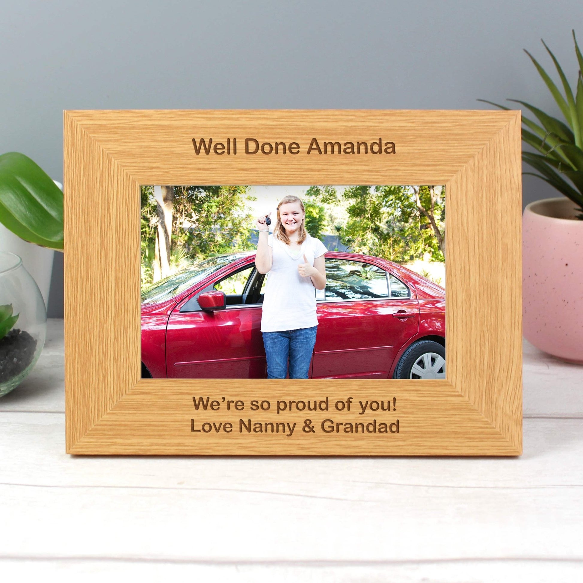 Personalised Short Message 6x4 Landscape Oak Finish Photo Frame | Inspired Creative Gifts | UK Supplier