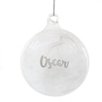Personalised Silver Glitter Name Only Feather Glass Bauble | Inspired Creative Gifts | UK Supplier