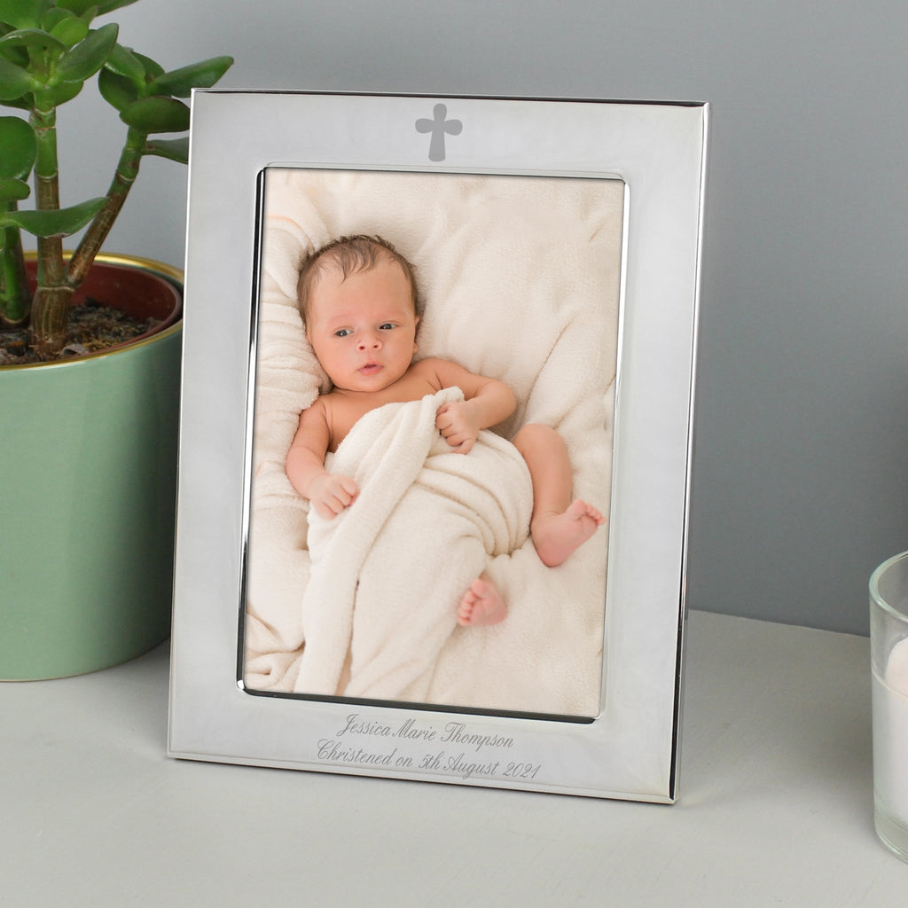 Personalised Silver Plated 6x4 Elegant Cross Photo Frame | Inspired Creative Gifts | UK Supplier