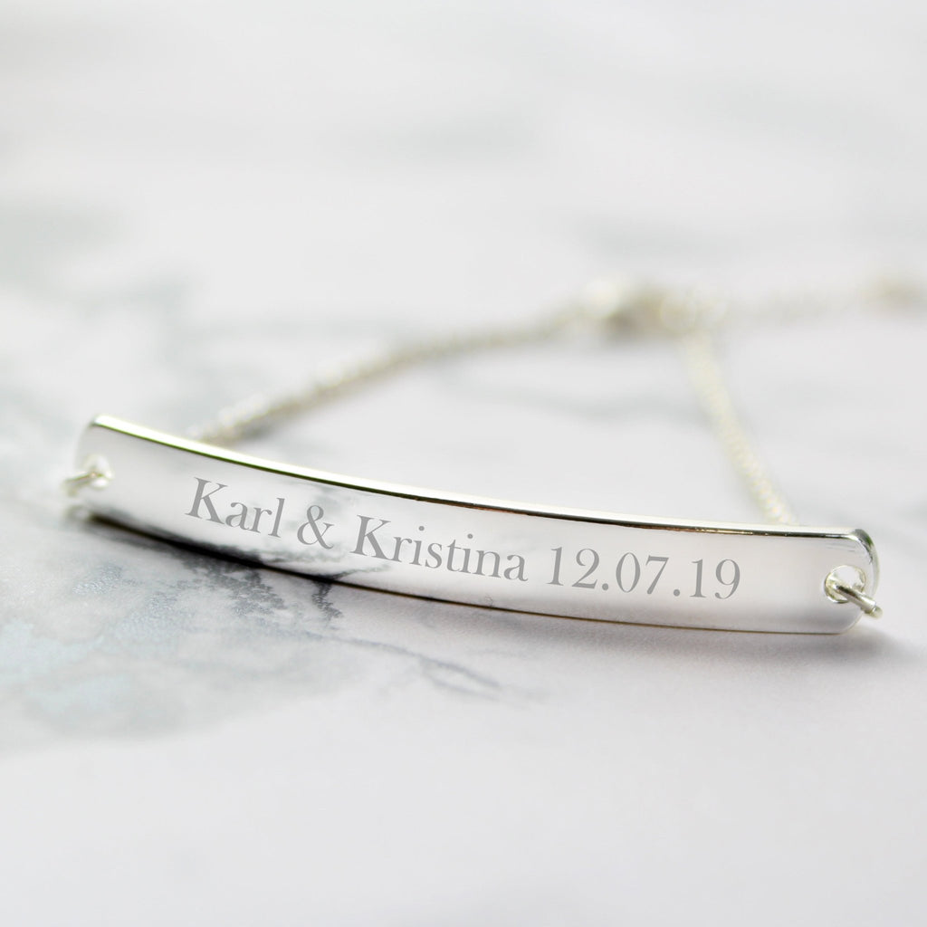 Personalised Silver Tone Bar Bracelet | Inspired Creative Gifts | UK Supplier