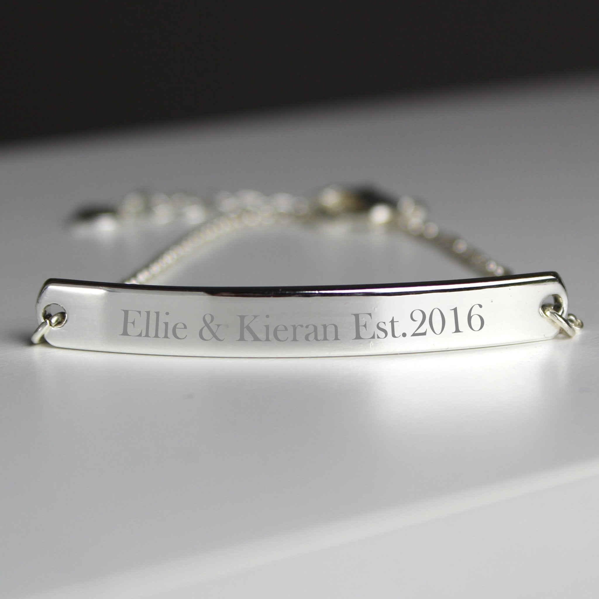 Personalised Silver Tone Bar Bracelet | Inspired Creative Gifts | UK Supplier