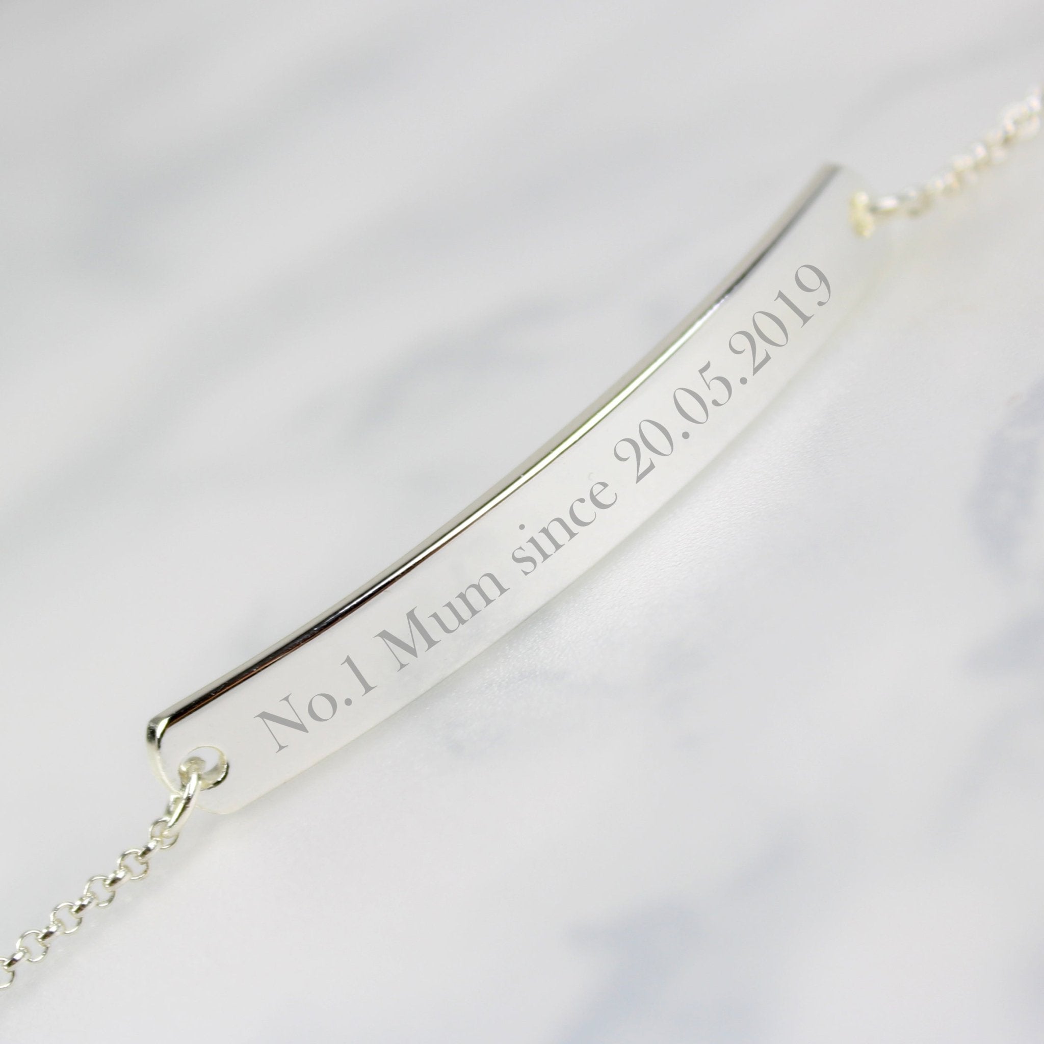 Personalised Silver Tone Bar Bracelet | Inspired Creative Gifts | UK Supplier