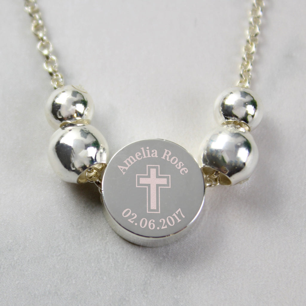 Personalised Silver Tone Cross Round Bracelet | Inspired Creative Gifts | UK Supplier