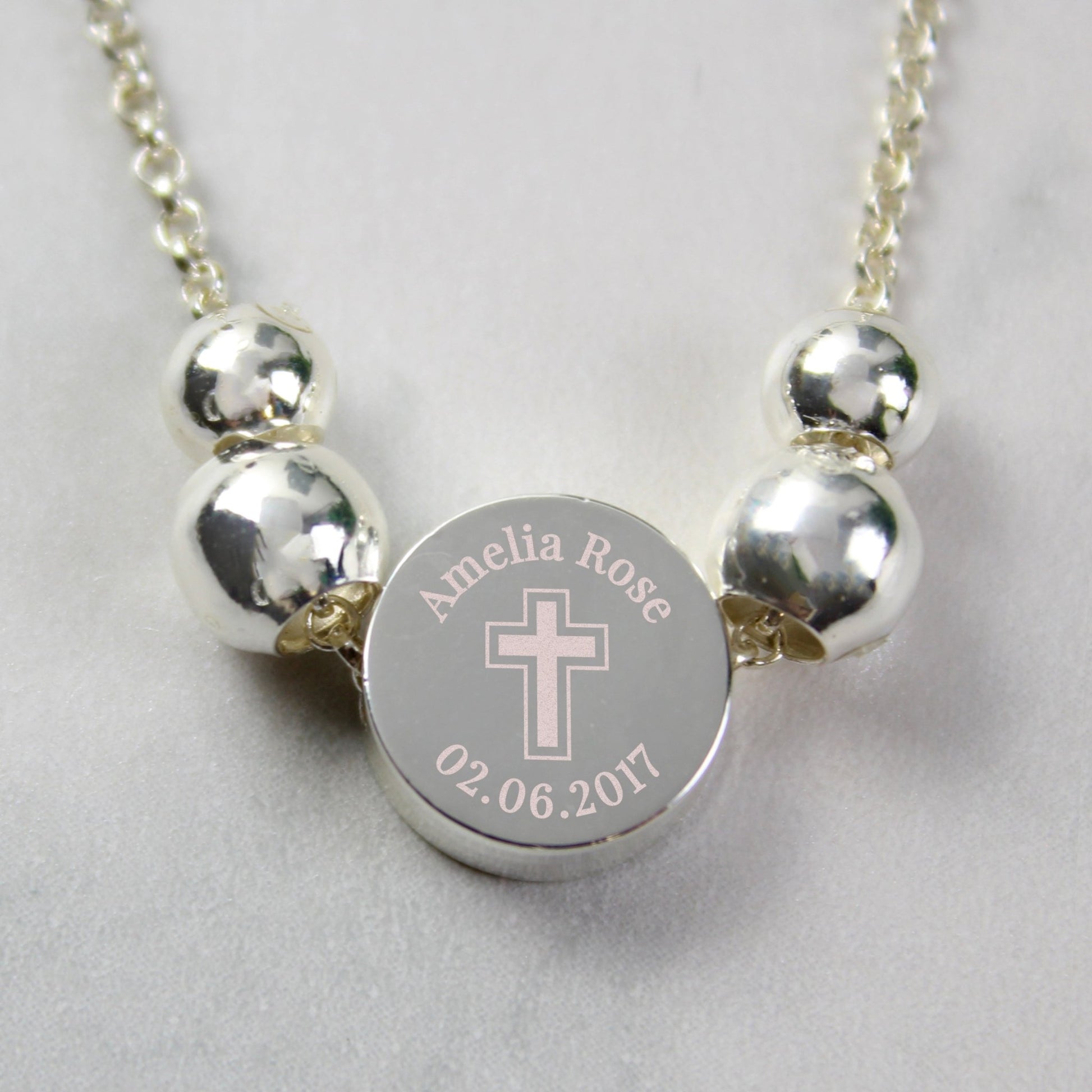 Personalised Silver Tone Cross Round Bracelet | Inspired Creative Gifts | UK Supplier