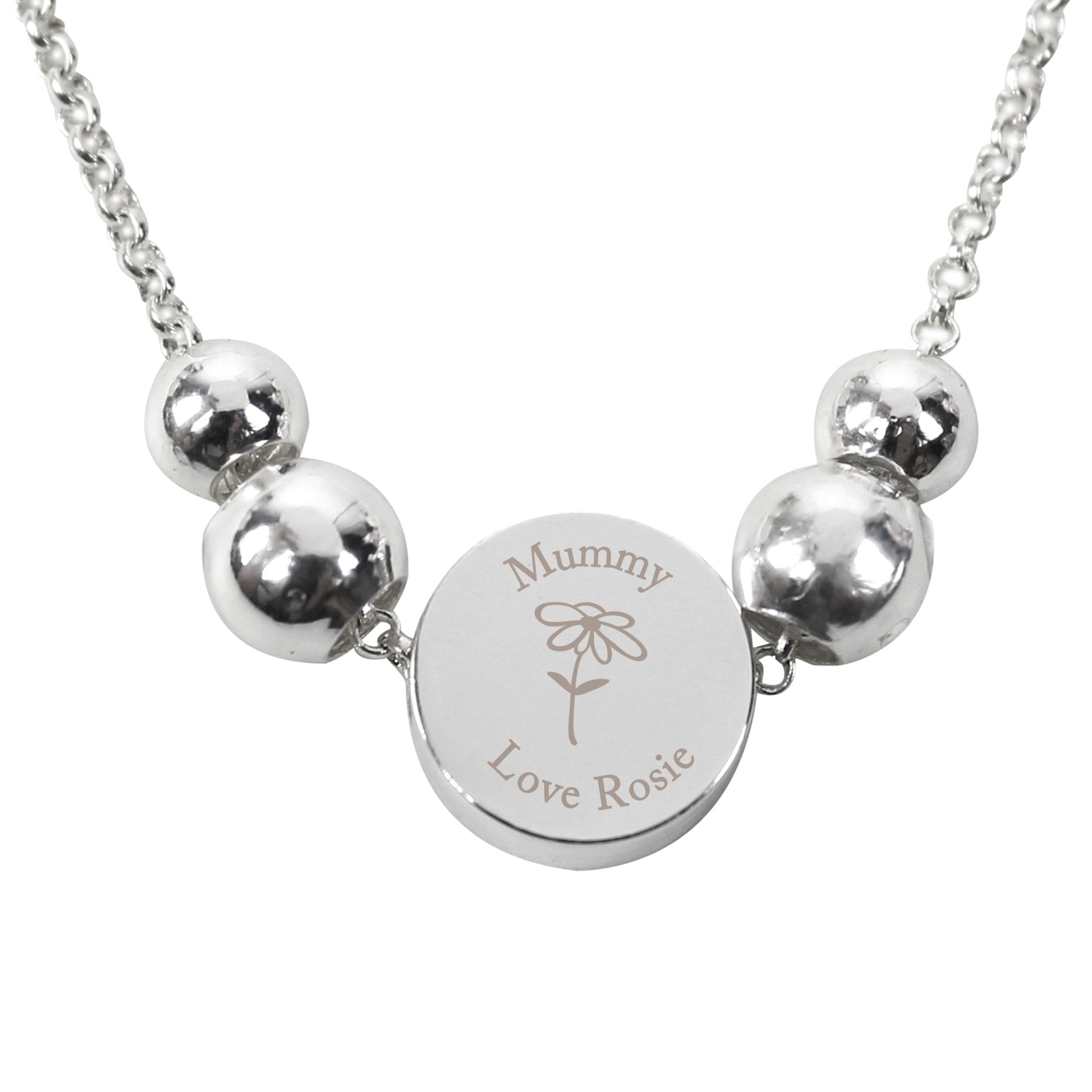 Personalised Silver Tone Flower Disc Bracelet | Inspired Creative Gifts | UK Supplier