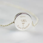 Personalised Silver Tone Flower Disc Necklace | Inspired Creative Gifts | UK Supplier