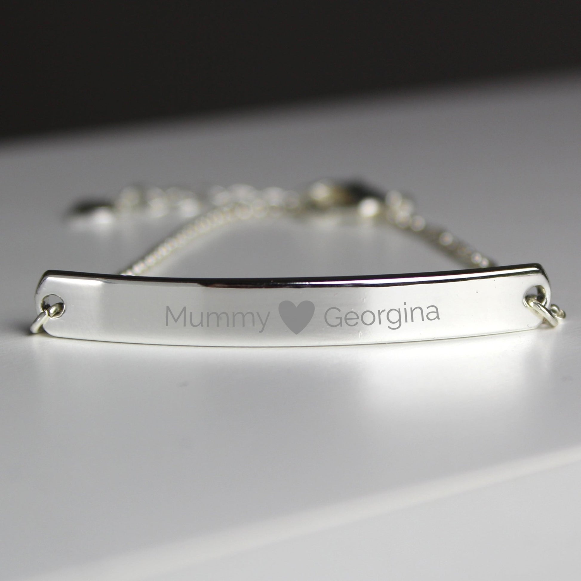 Personalised Silver Tone Heart Bar Bracelet | Inspired Creative Gifts | UK Supplier