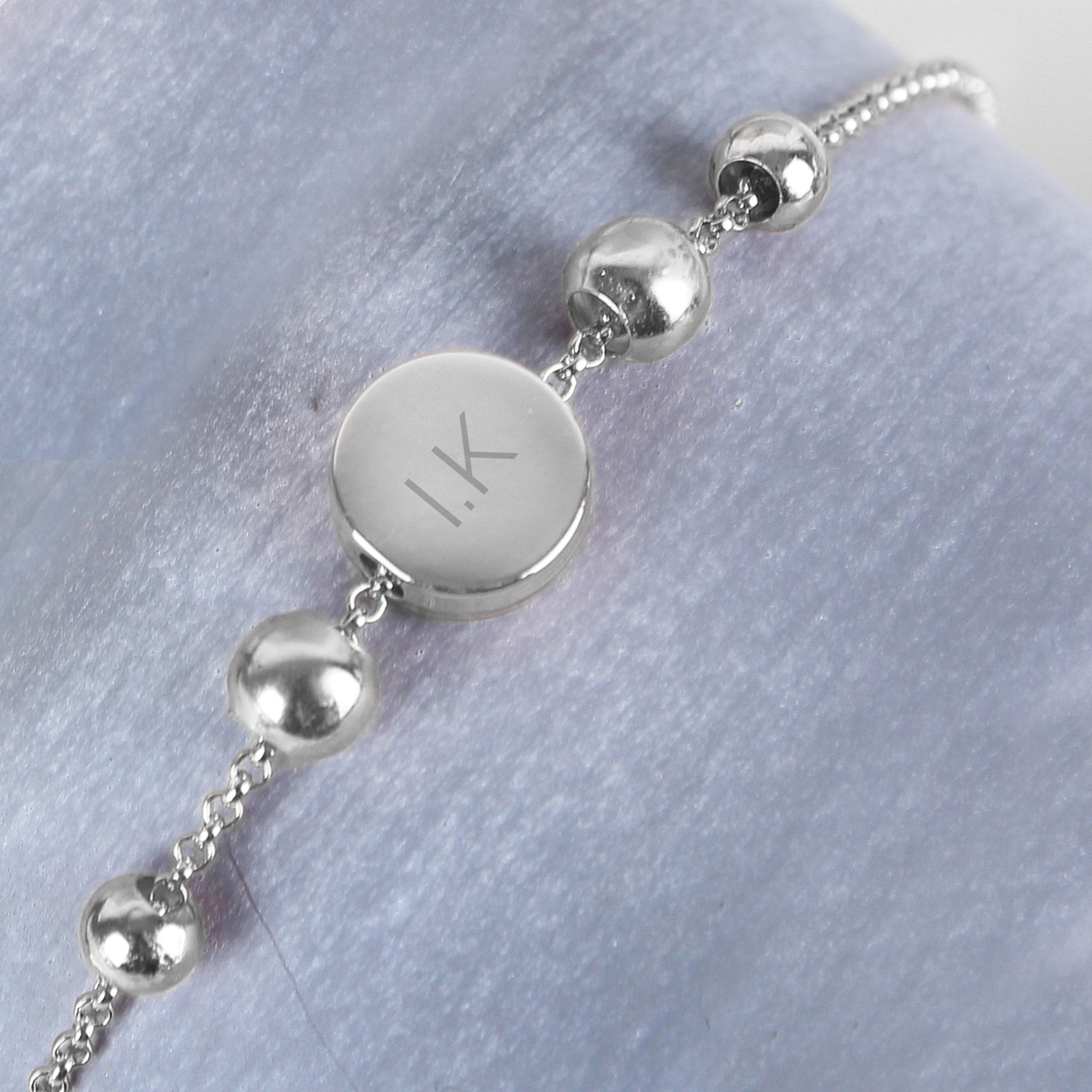 Personalised Silver Tone Initials Disc Bracelet | Inspired Creative Gifts | UK Supplier