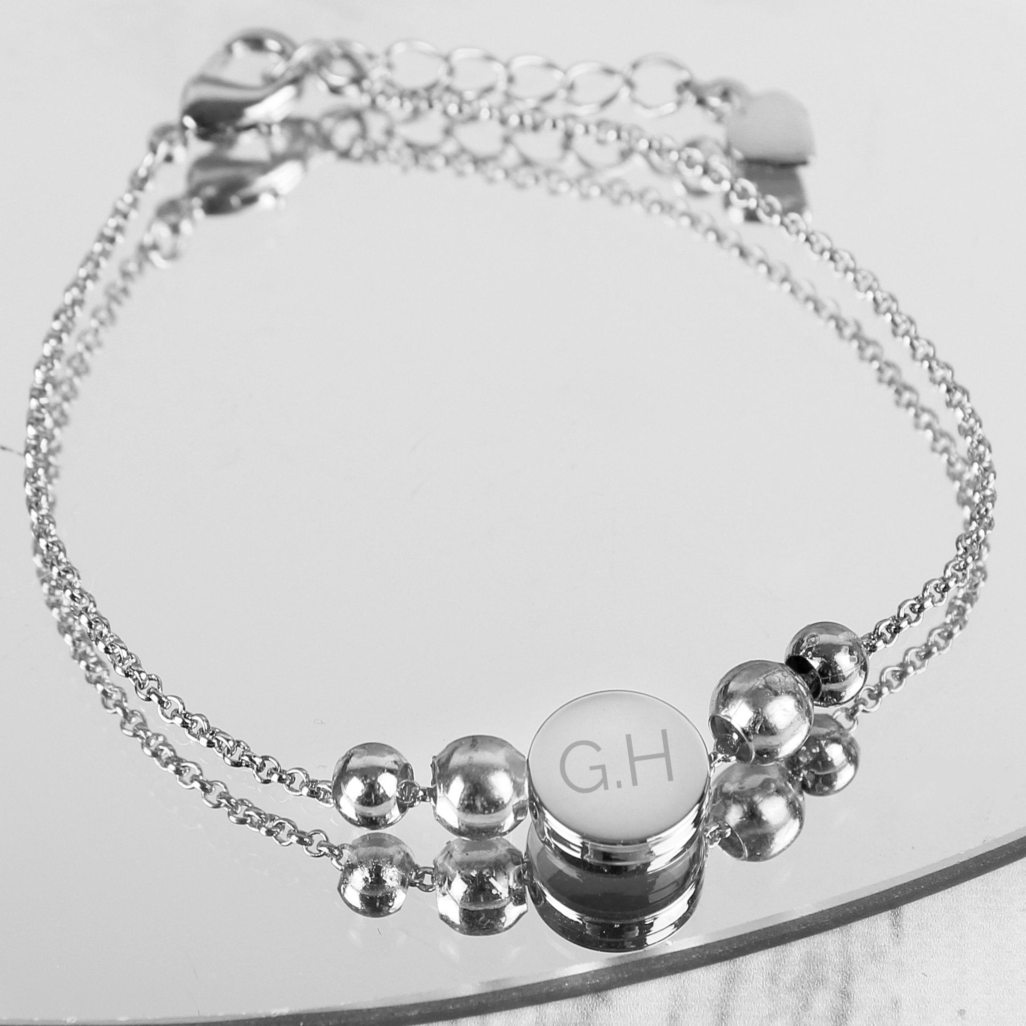 Personalised Silver Tone Initials Disc Bracelet | Inspired Creative Gifts | UK Supplier