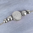 Personalised Silver Tone Initials Disc Bracelet | Inspired Creative Gifts | UK Supplier