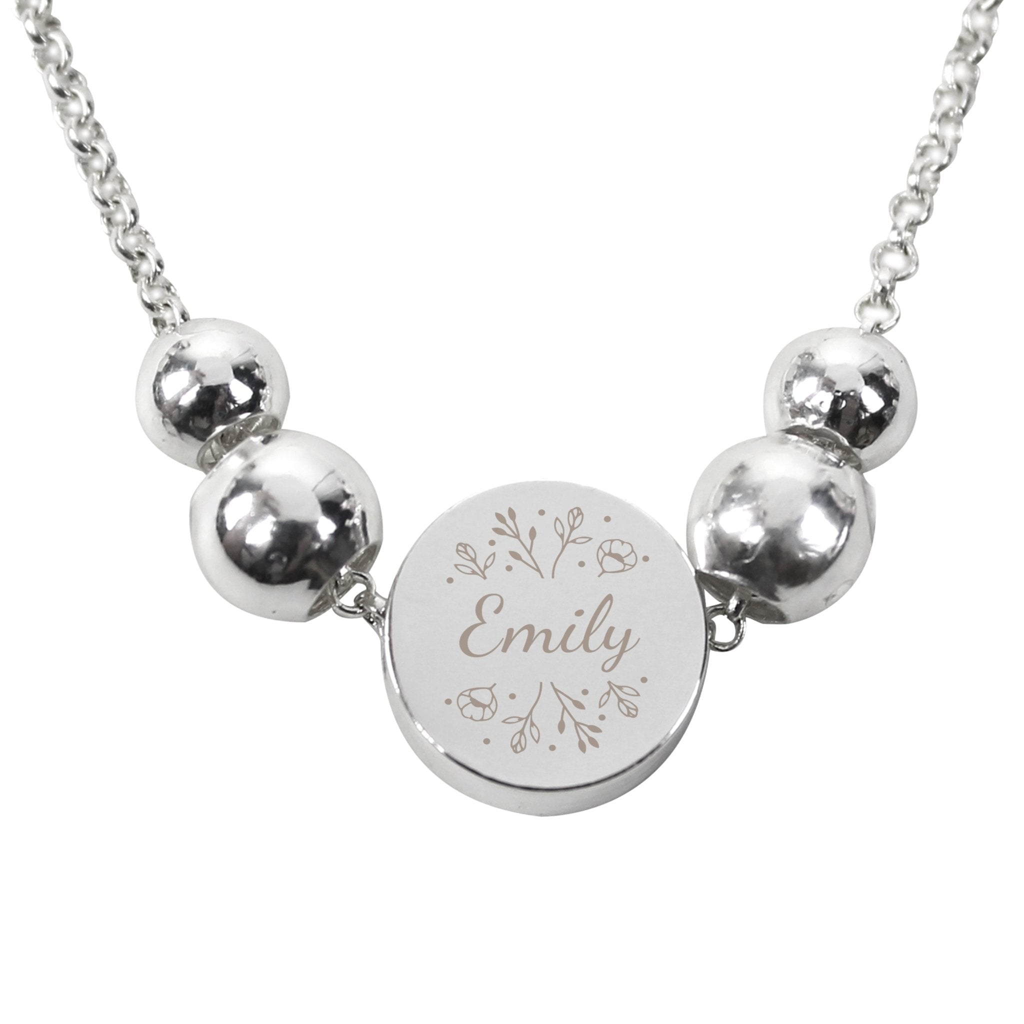 Personalised Silver Tone Wild Flowers Disc Bracelet | Inspired Creative Gifts | UK Supplier