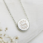 Personalised Silver Tone Wild Flowers Disc Necklace | Inspired Creative Gifts | UK Supplier