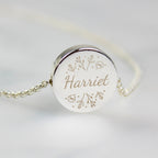 Personalised Silver Tone Wild Flowers Disc Necklace | Inspired Creative Gifts | UK Supplier