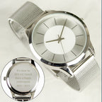 Personalised Silver with Mesh Style Strap Watch | Inspired Creative Gifts | UK Supplier