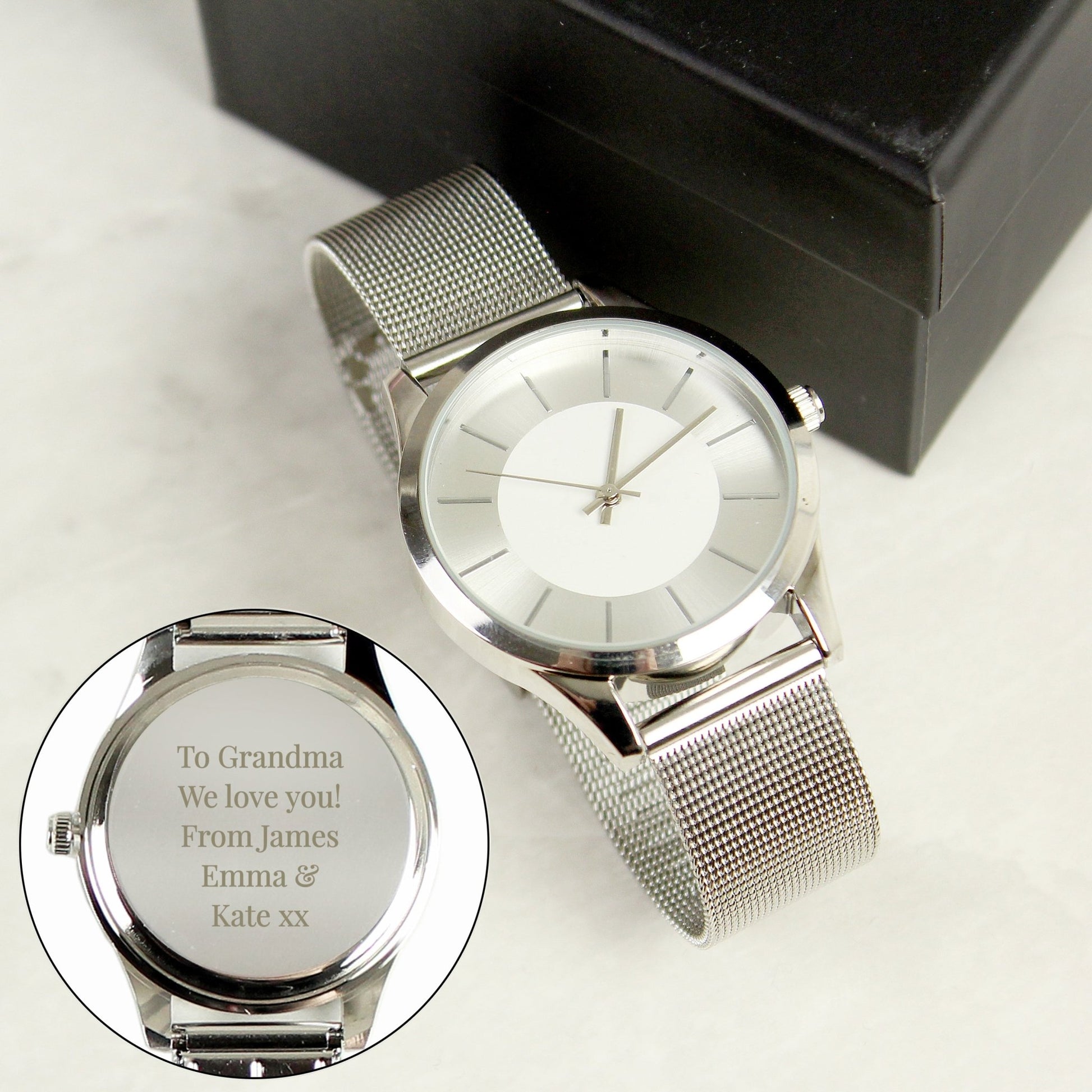 Personalised Silver with Mesh Style Strap Watch | Inspired Creative Gifts | UK Supplier
