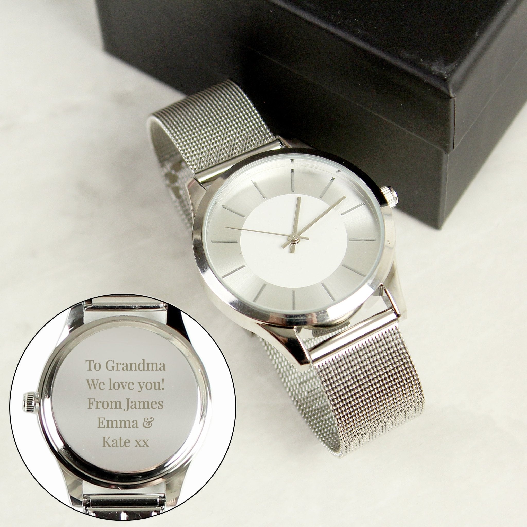 Personalised Silver with Mesh Style Strap Watch | Inspired Creative Gifts | UK Supplier