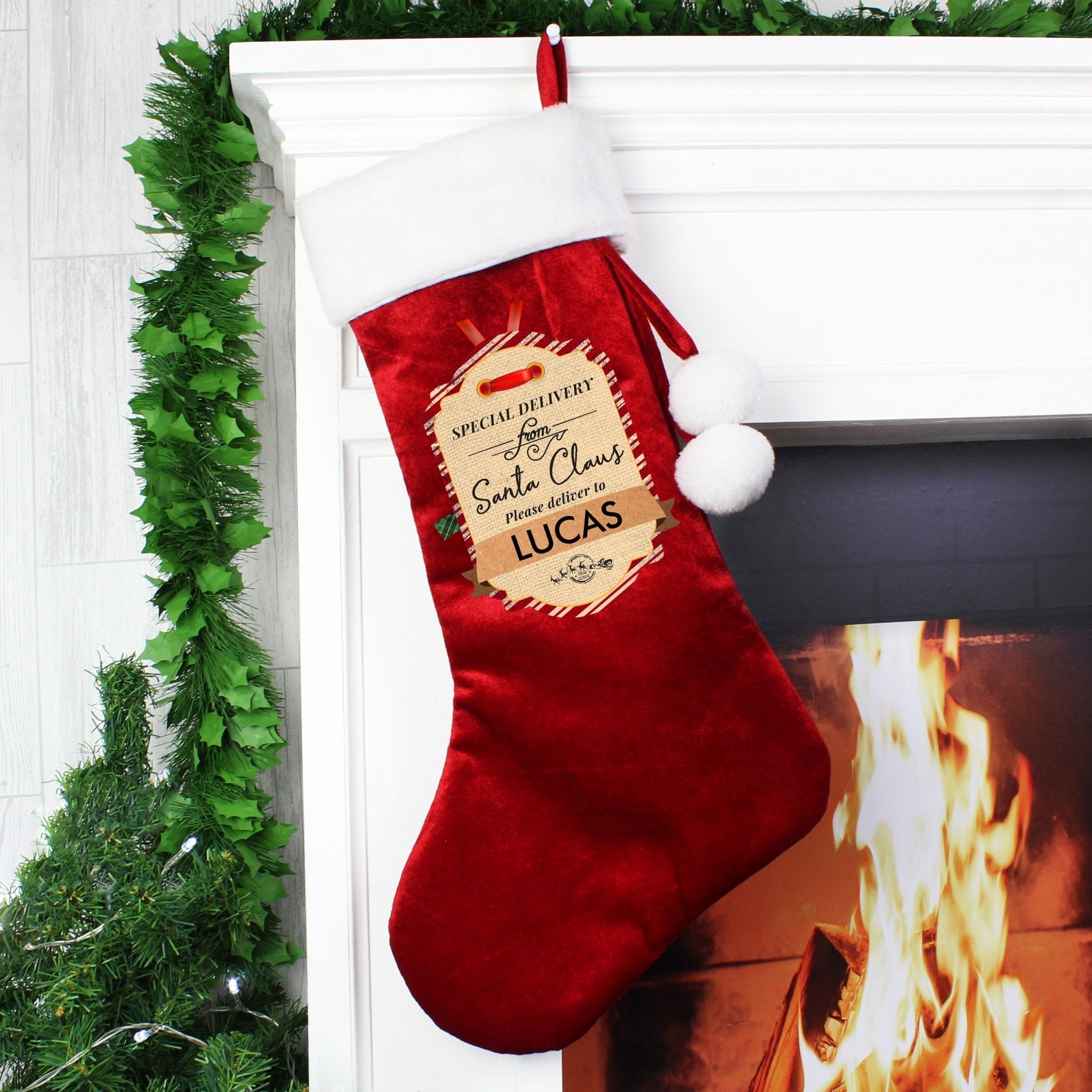 Custom Red Stocking: Special Delivery Luxury | Inspired Creative Gifts | UK Supplier