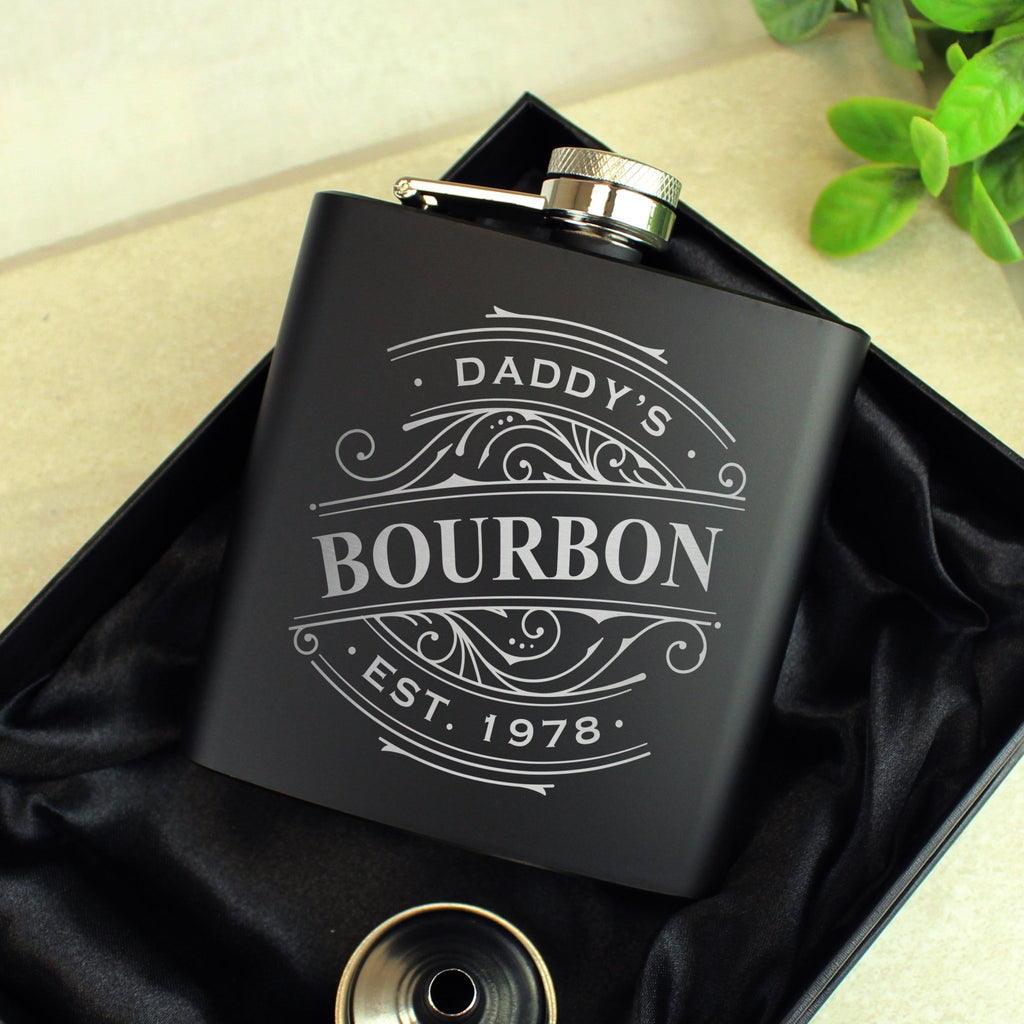 Personalised Spirit Black Hip Flask | Inspired Creative Gifts | UK Supplier