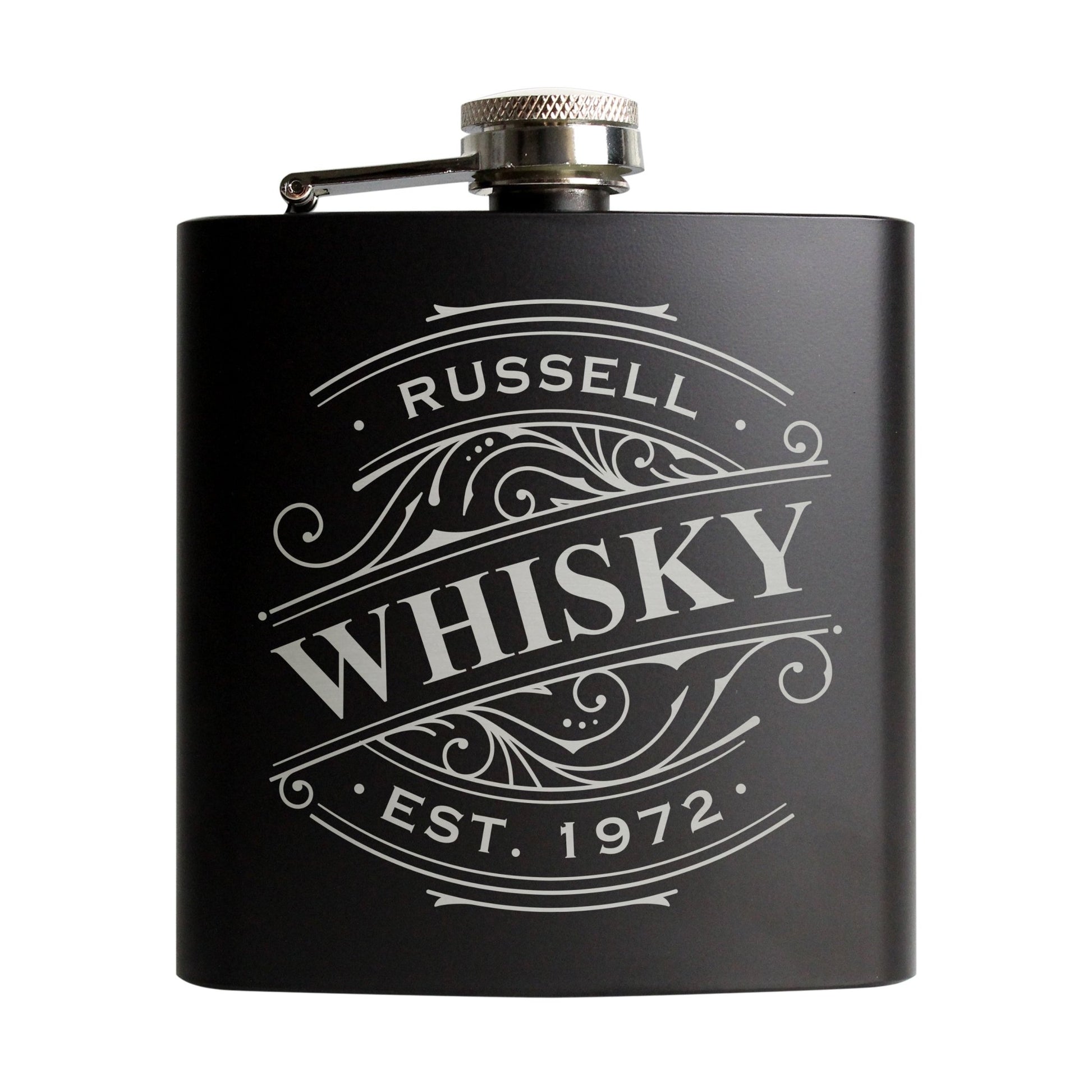 Personalised Spirit Black Hip Flask | Inspired Creative Gifts | UK Supplier