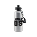 Personalised Sports Number Silver Drinks Bottle | Inspired Creative Gifts | UK Supplier