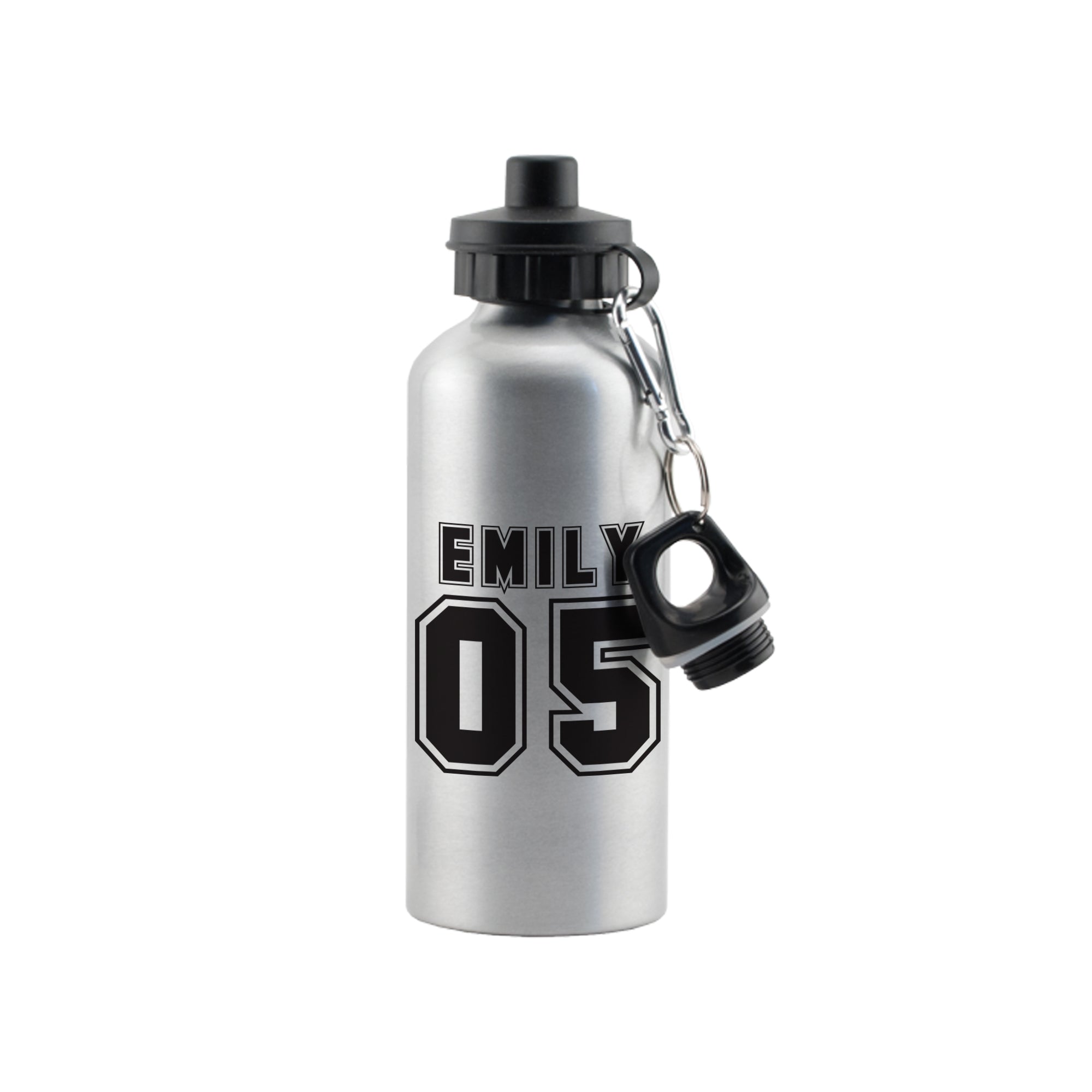 Personalised Sports Number Silver Drinks Bottle | Inspired Creative Gifts | UK Supplier