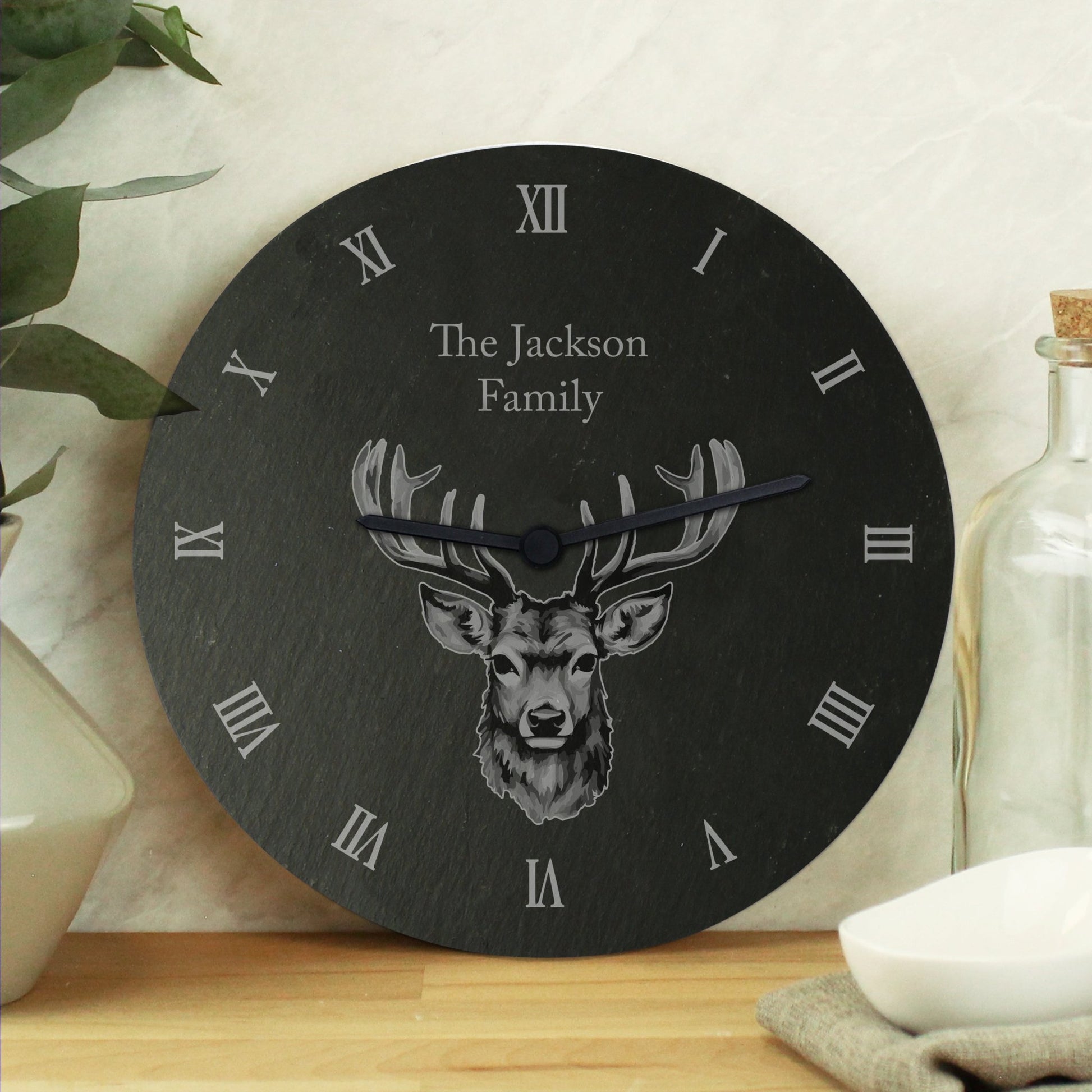 Personalised Stag Slate Clock | Inspired Creative Gifts | UK Supplier