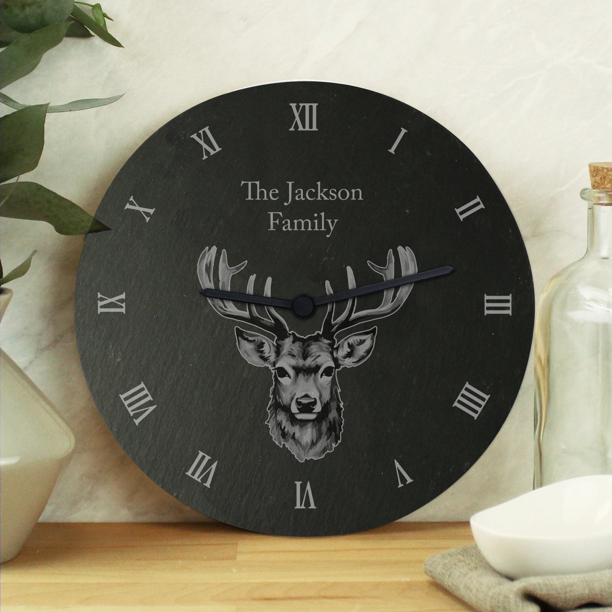 Personalised Stag Slate Clock | Inspired Creative Gifts | UK Supplier