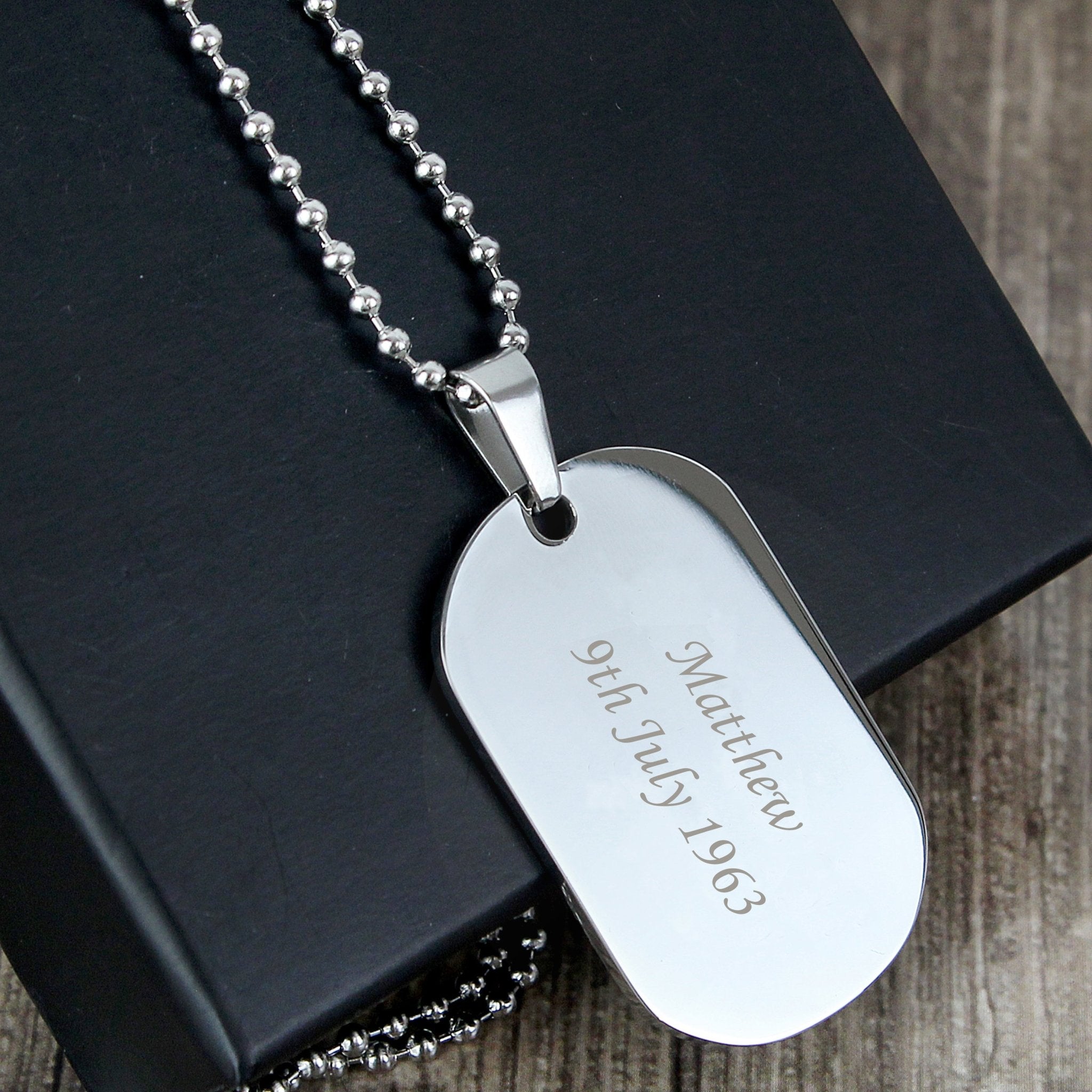 Personalised Stainless Steel Dog Tag Necklace | Inspired Creative Gifts | UK Supplier